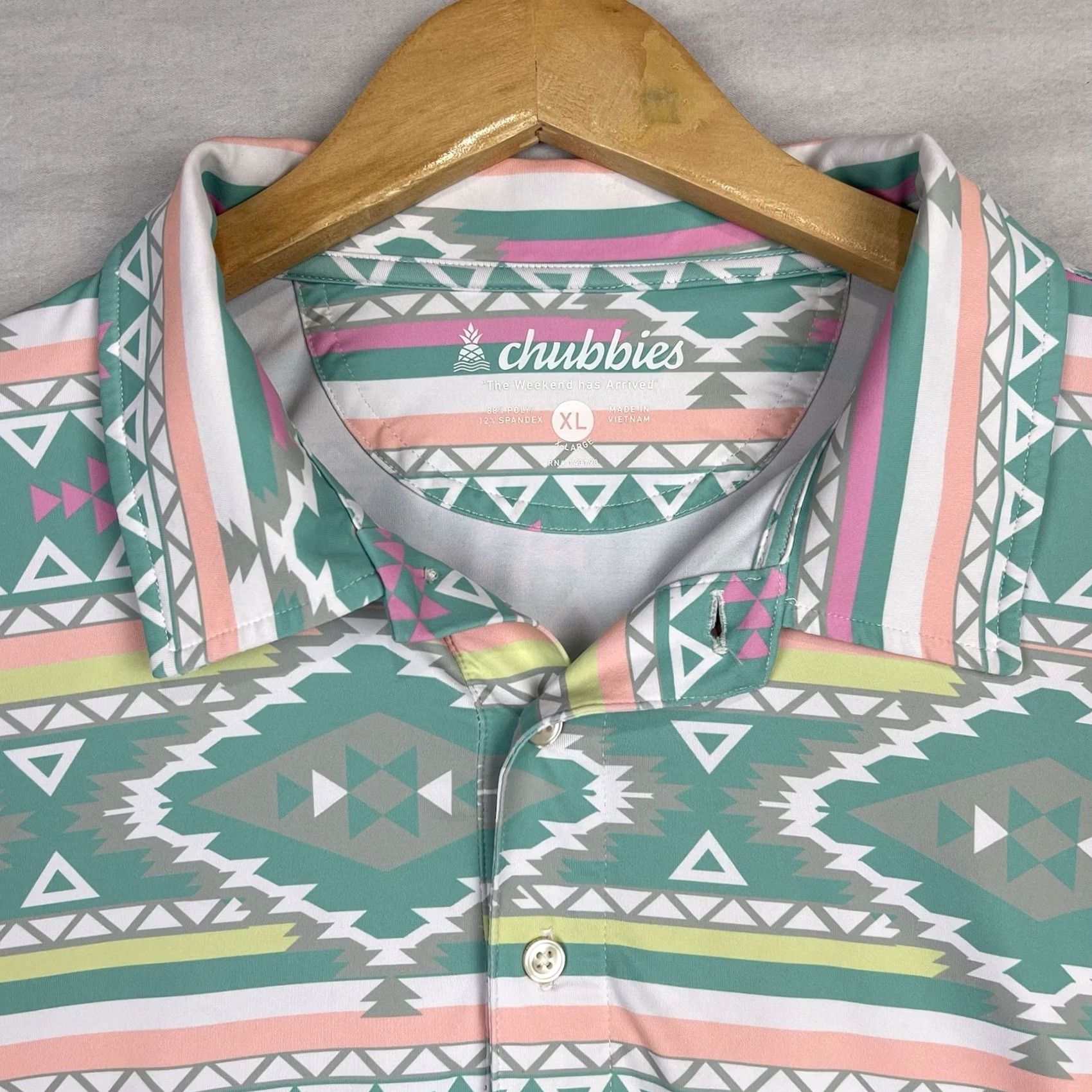 Chubbies Chubbies Polo Shirt Mens XL Green Short Sleeve The Tropical Taffy Performance Size US XL / EU 56 / 4 - 4 Thumbnail