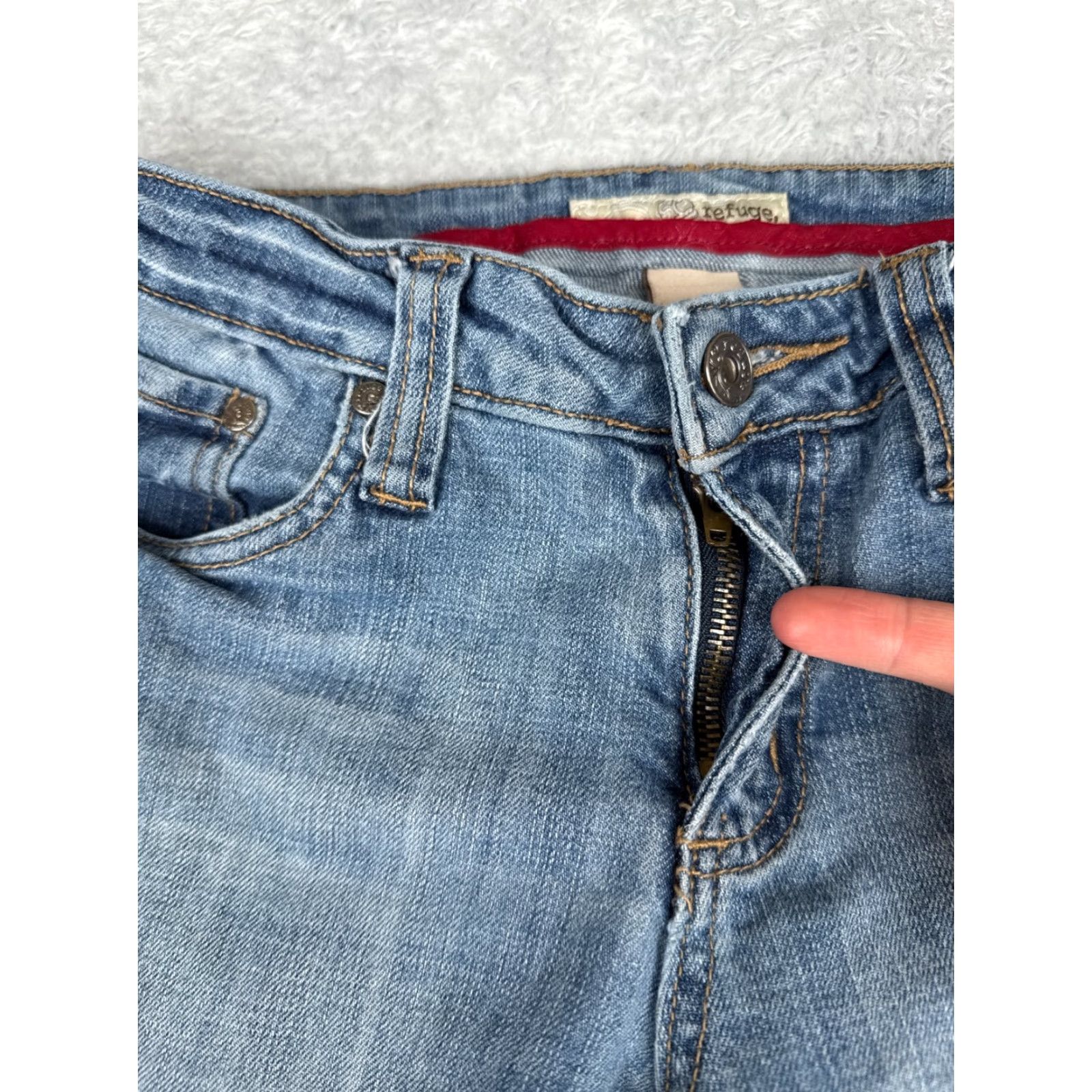 Vintage Refuge Jeans Juniors 9 L Blue Denim Flared Low Rise 28x32 Women's Size 30" / US 8 / IT 44 - 5 Thumbnail
