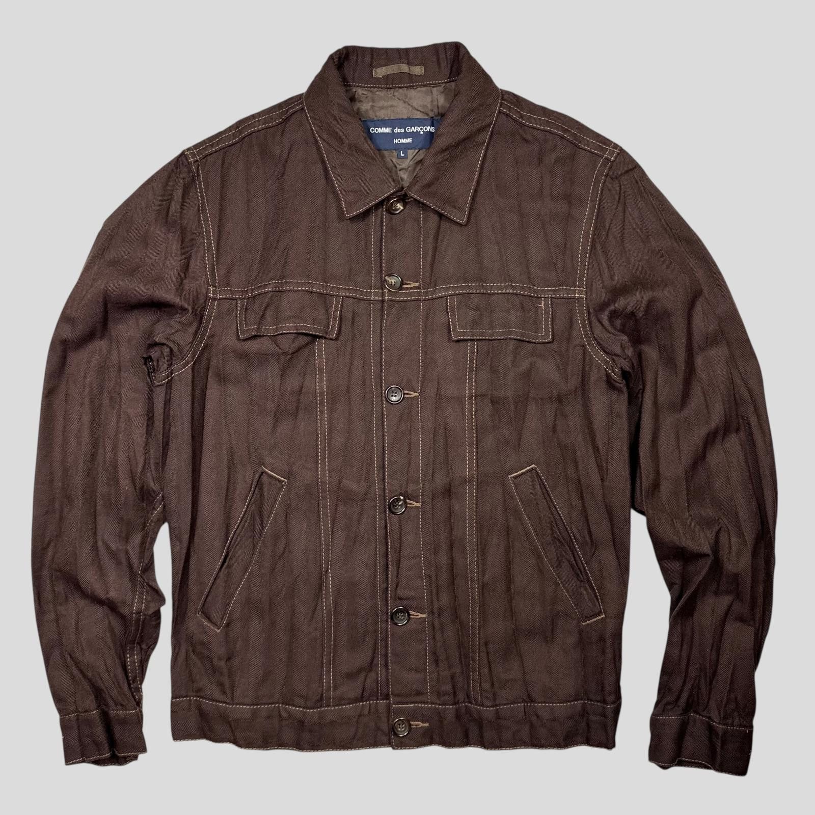 Comme des Garcons CDG Homme 2004 Crinkle Striped Work Jacket - L (M) Size US L / EU 52-54 / 3 - 6 Thumbnail