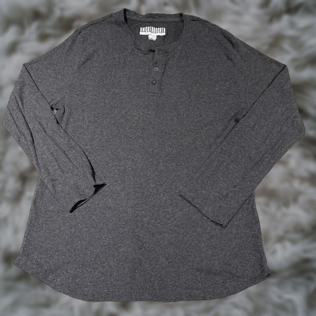 Vintage Knickerbocker Henley Shirt Mens XL Dark Gray Long Sleeve Thermal Size US XL / EU 56 / 4 - 1 Thumbnail