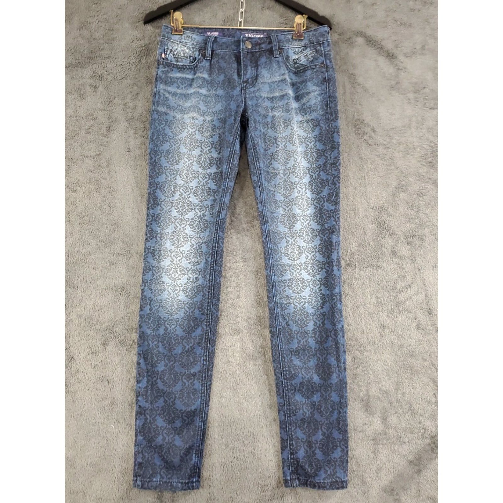 Vintage VIGOSS The Jagger Jeans Skinny 27x31 Blue Paisley Stretch Denim Patterned Women Regular Size XS-? (invalid) Size 27" / US 4 / IT 40 - 3 Thumbnail