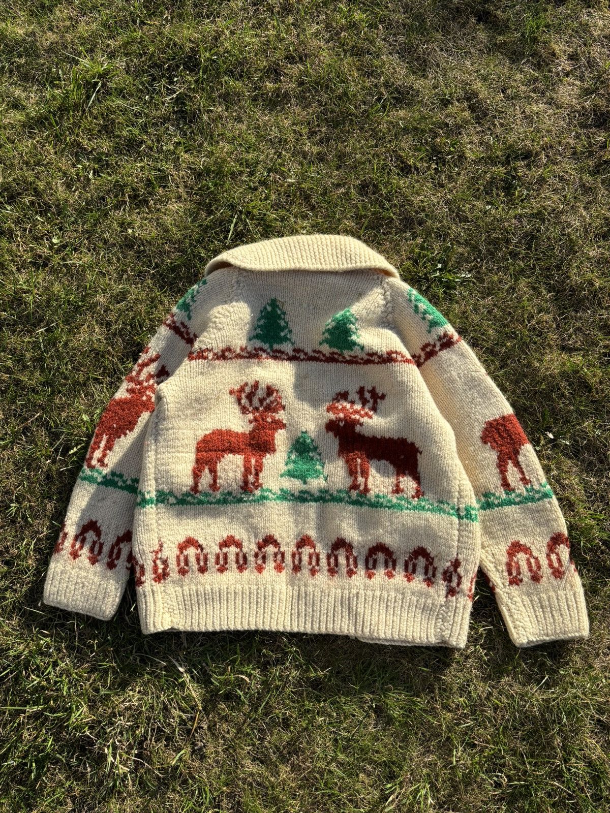 Vintage 1960 Cowichan Cardigan Knit Lightning Zipper Wool Sweater Size US M / EU 48-50 / 2 - 2 Thumbnail