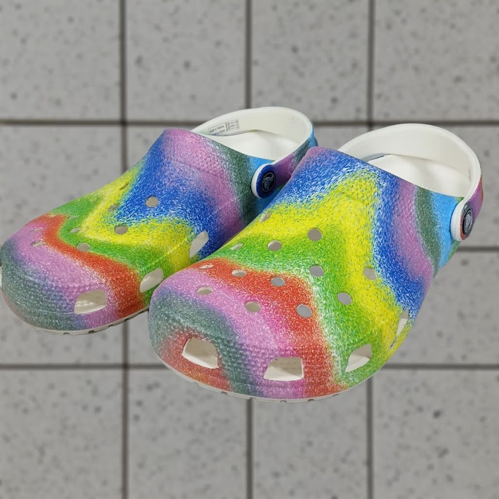 Crocs Crocs Classic Clog M8 W10 Multicolor Spray Tie Dye Rainbow Sandals Size US 10 / IT 40 - 1 Thumbnail