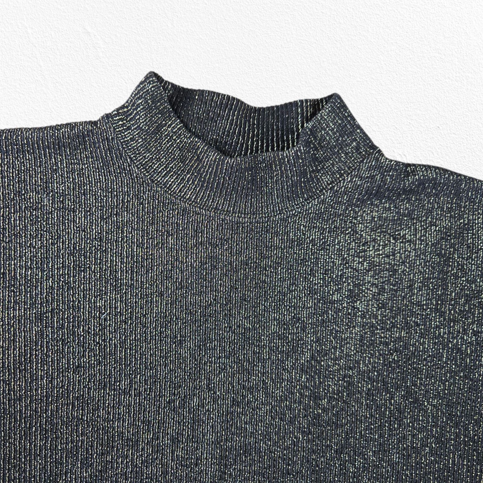 Vintage Metallic Gray Gold Mock Neck Ribbed Sweater Size Medium Size M / US 6-8 / IT 42-44 - 3 Thumbnail