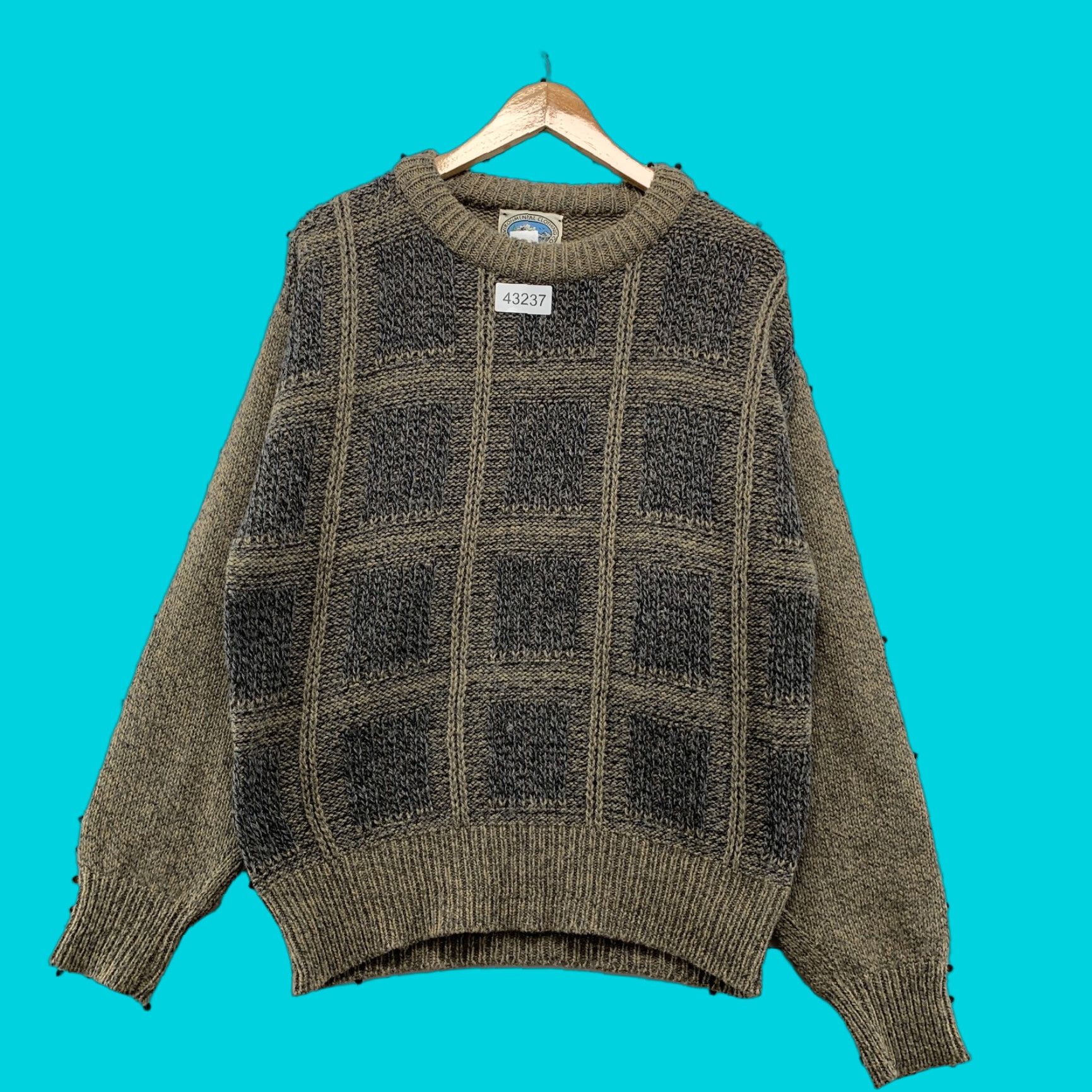 CO VINTAGE Environmental Clothing Co. Wool Knit Sweater Large Brown 90s Pullover Mens Size US L / EU 52-54 / 3 - 1 Thumbnail