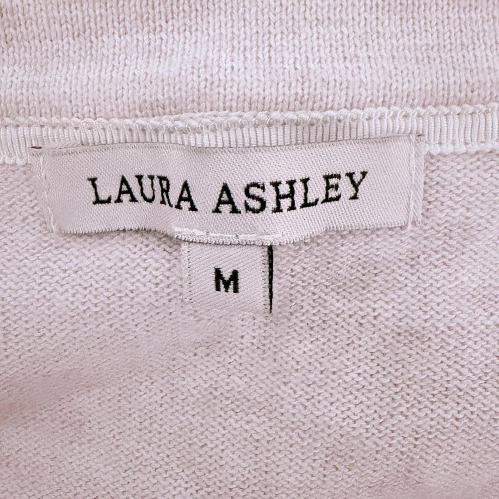Other Laura Ashley White Knit Sweater Cardigan 100% Cotton - Sz M Size M / US 6-8 / IT 42-44 - 8 Thumbnail