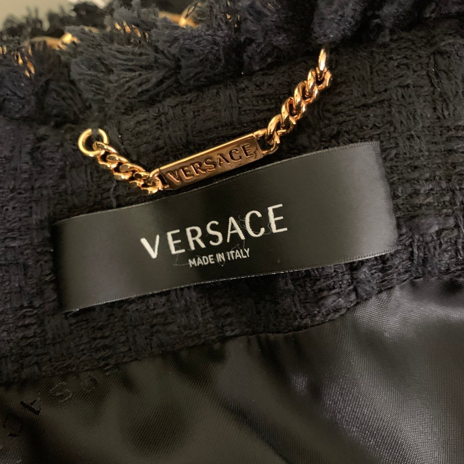 Versace VERSACE Size 6 Black Gold Cotton Chain Jacket Size M / US 6-8 / IT 42-44 - 5 Thumbnail