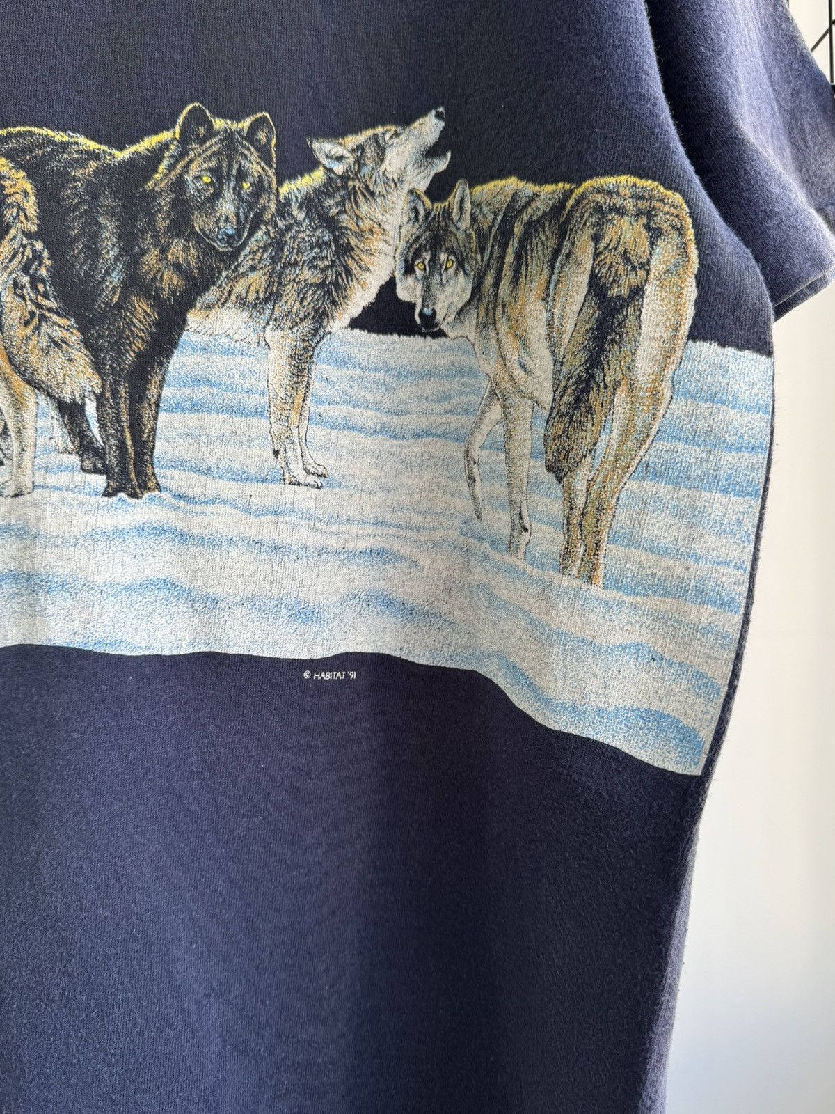Habitat × Vintage Vintage 1991 Habitat Big Print Wolf T-shirt Size US XL / EU 56 / 4 - 3 Thumbnail
