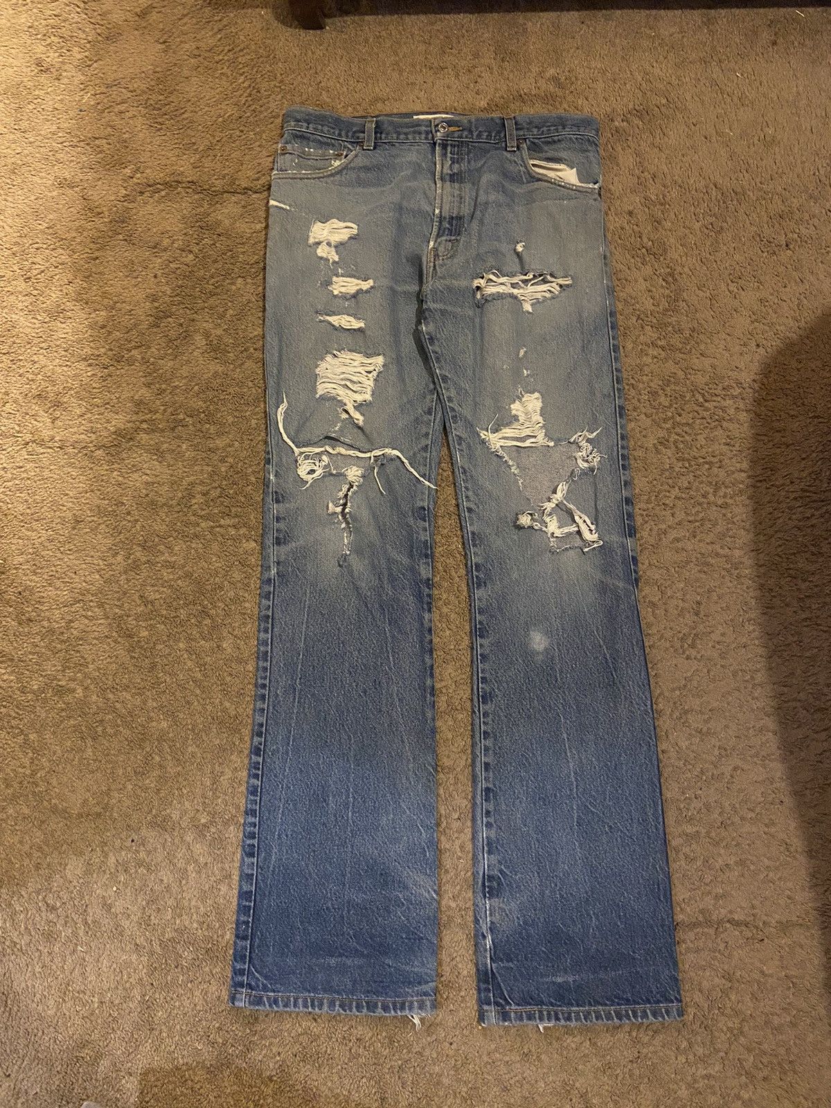 Levi's × Levi's Vintage Clothing Levi’s Ripped Bootcut Denim Jeans Size US 36 / EU 52 - 1 Thumbnail