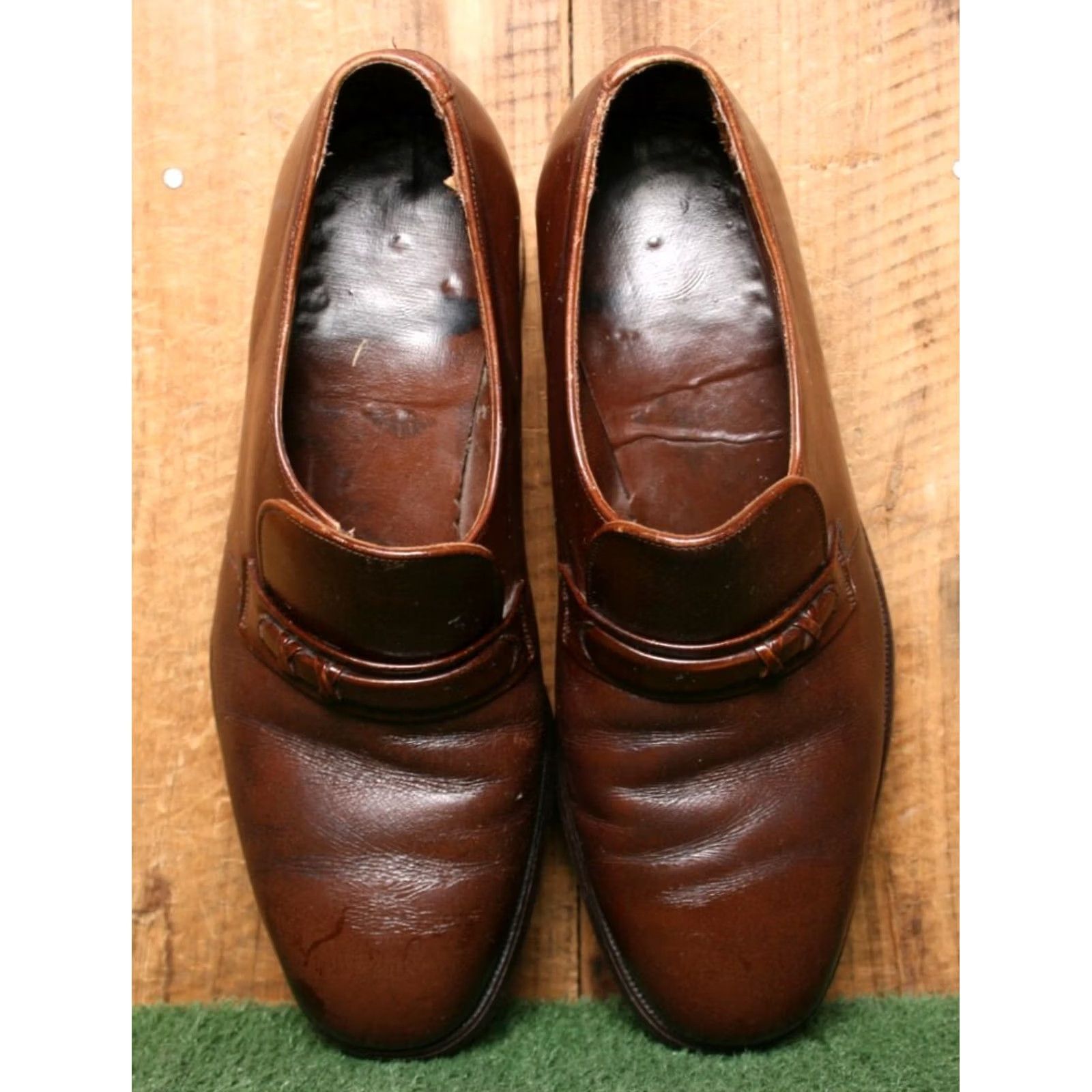 Florsheim VINTAGE Florsheim Brown Leather Loafers Mens Sz. 8E Dress Slip On Leather Upper 8 E Brown Loafer Mens Shoes Vintage 80s Size US 8 / EU 41 - 4 Thumbnail