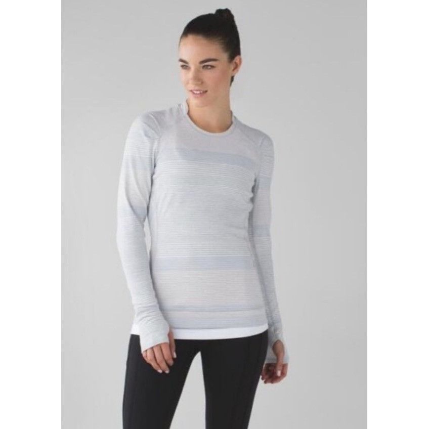 Lululemon Lululemon Think Fast Long SleeveOm Stripe Heathered Silver S Size M / US 6-8 / IT 42-44 - 1 Thumbnail