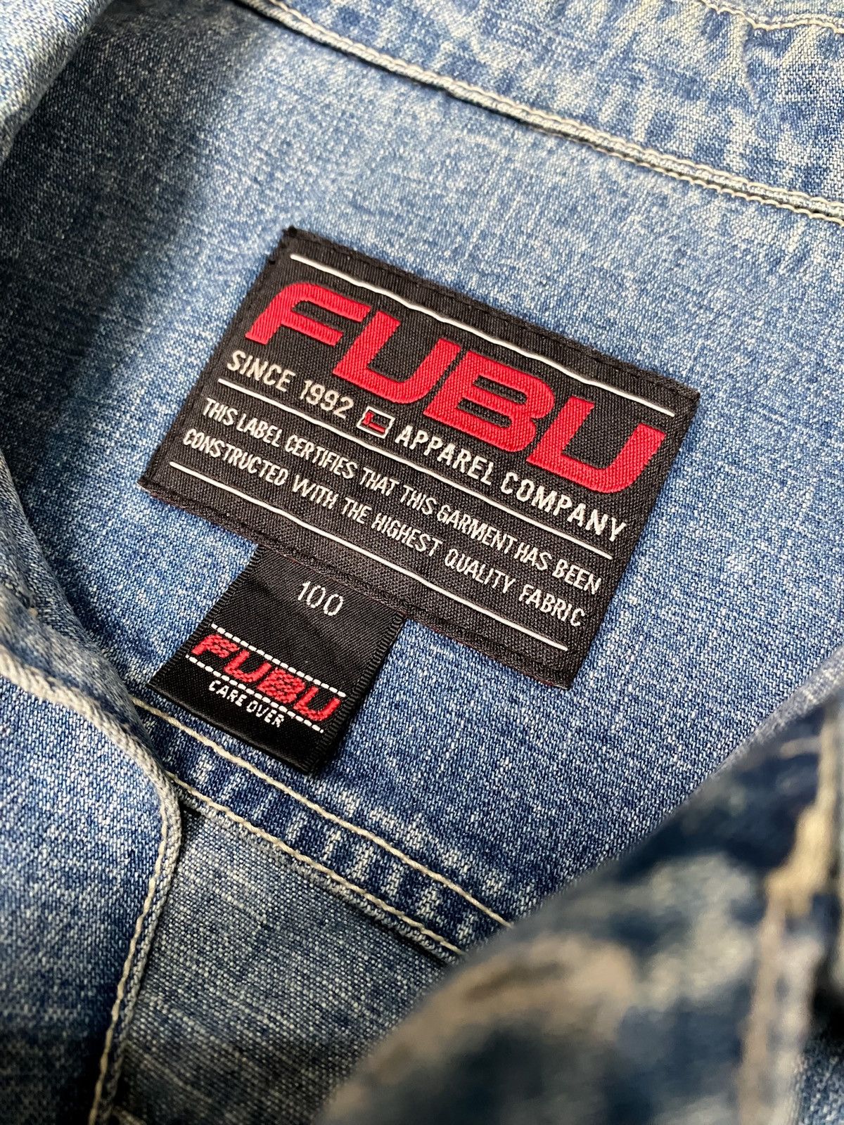 Fubu × Vintage Vintage 90's Fubu Jeans Heavy Denim Wax Jacket Size US XL / EU 56 / 4 - 10 Thumbnail