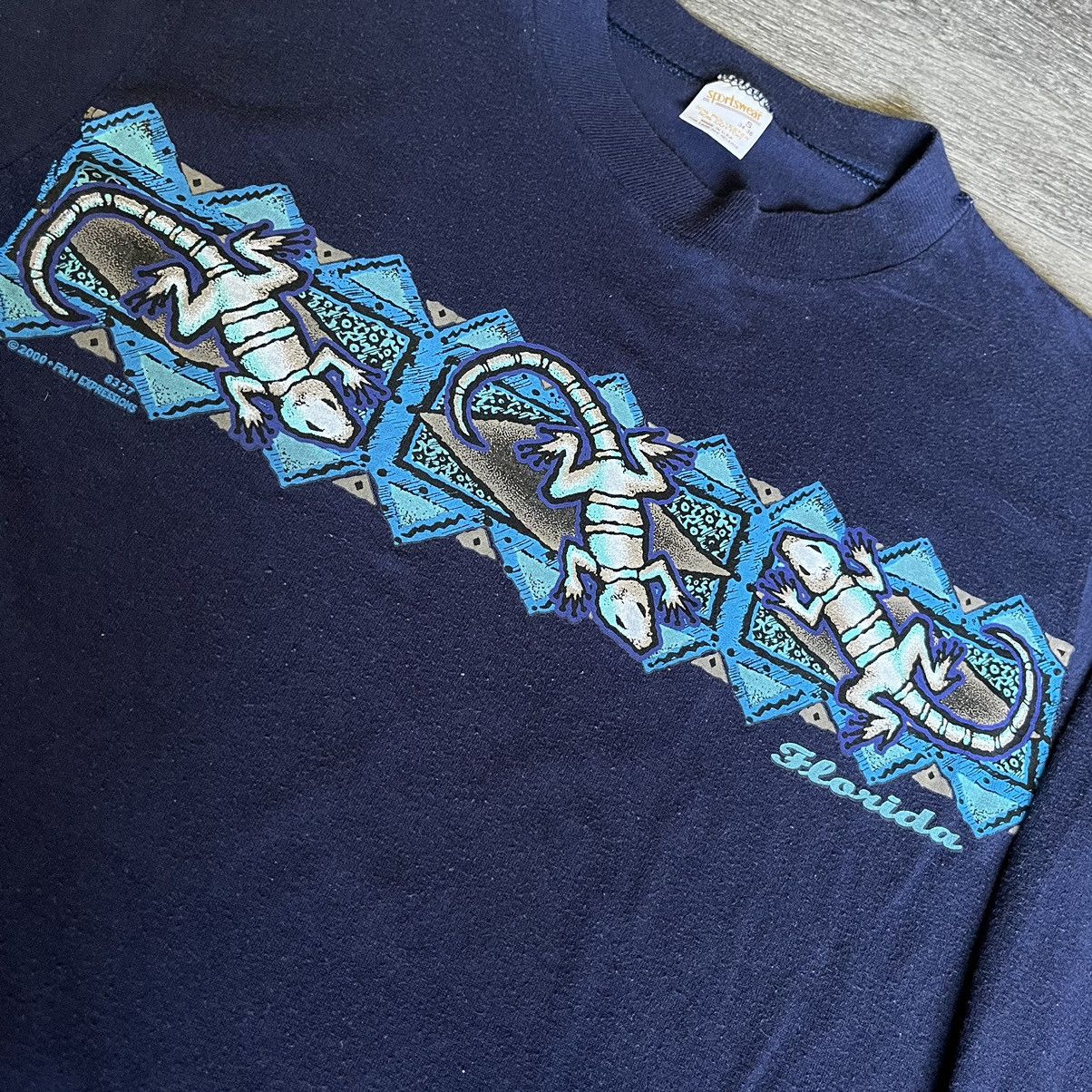 Band Tees × Vintage Vintage 1980s Florida Gecko Lizard Retro Logo Longsleeve Tee Size US S / EU 44-46 / 1 - 3 Thumbnail