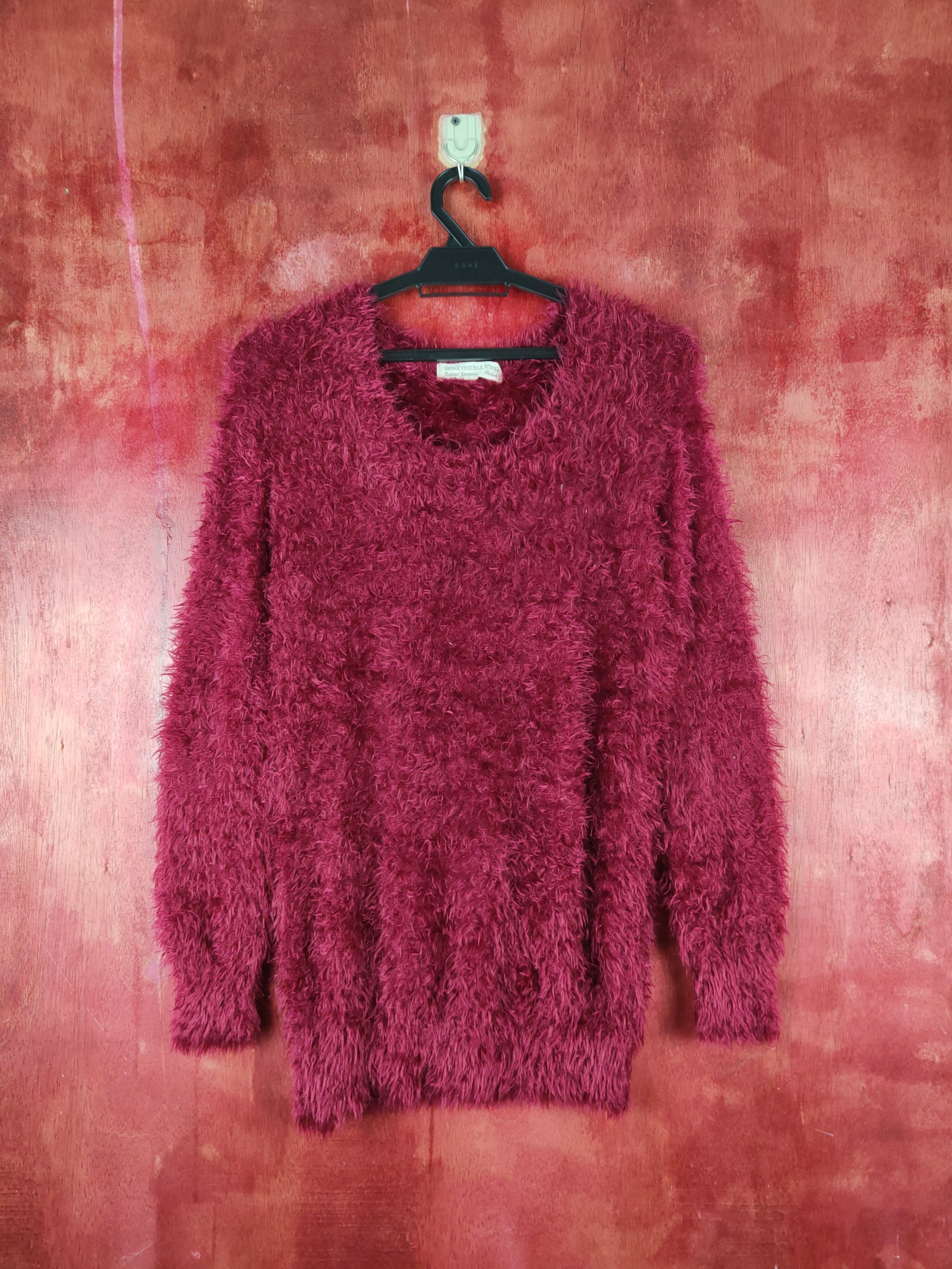 Homespun Knitwear Honeysuckle Rose Maroon Fur Mohair Knitwear #S2173 Size M / US 6-8 / IT 42-44 - 1 Thumbnail