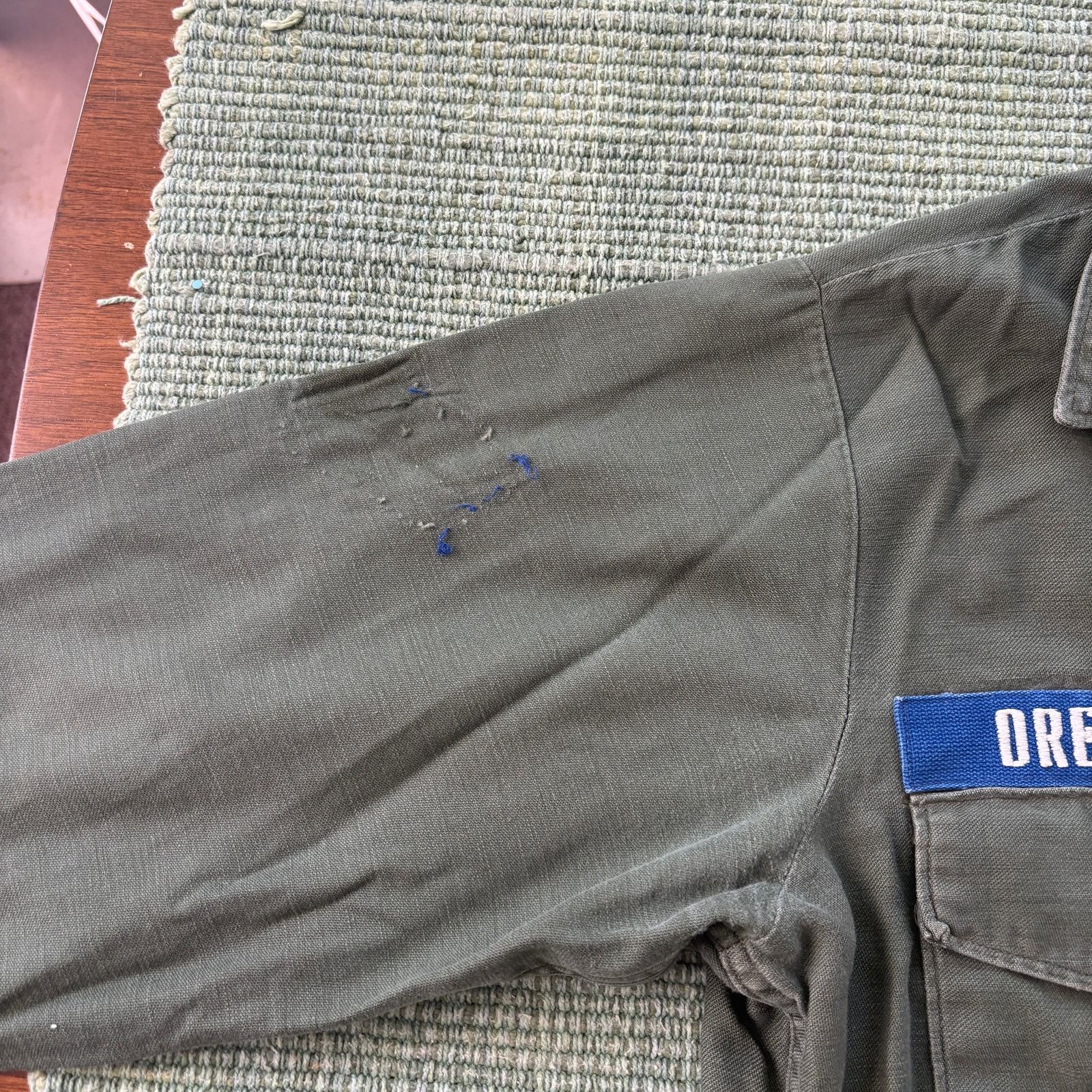 Vintage 60s Vtg OG-107 Green US Army Vietnam Fatigue Shirt Dressel Size US L / EU 52-54 / 3 - 6 Thumbnail