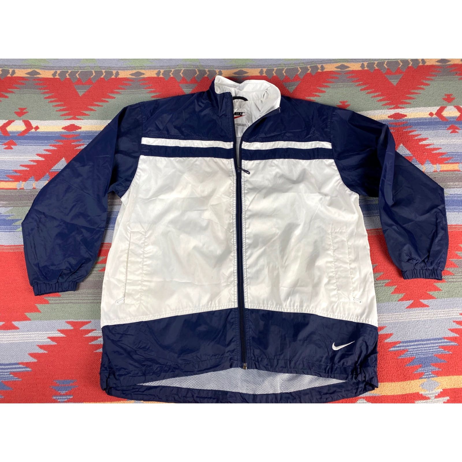 Nike VINTAGE Nike Air Windbreaker Jacket 90s Sz M White & Blue Mens/Womens Size US M / EU 48-50 / 2 - 2 Thumbnail