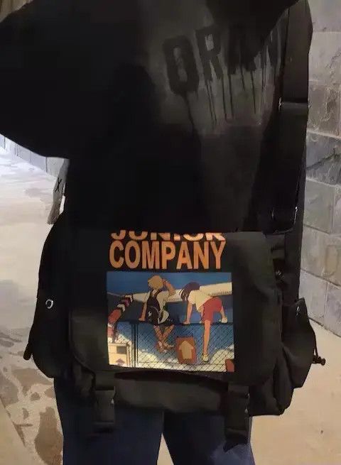 Fashion Y2K Cartoon Graphic Shoulder Messenger Bag Vintage in Black, Men's