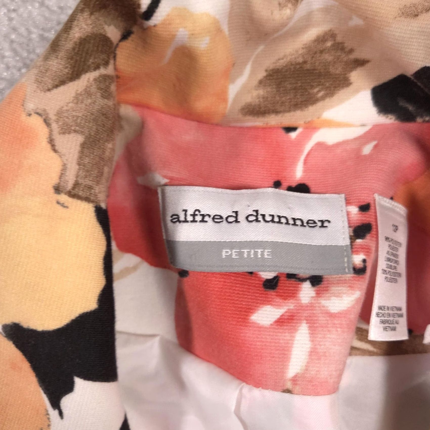 Vintage Alfred Dunner Blazer Womens 12P Floral Open Front Lined Stretch Jacket Size XL / US 12-14 / IT 48-50 - 5 Thumbnail