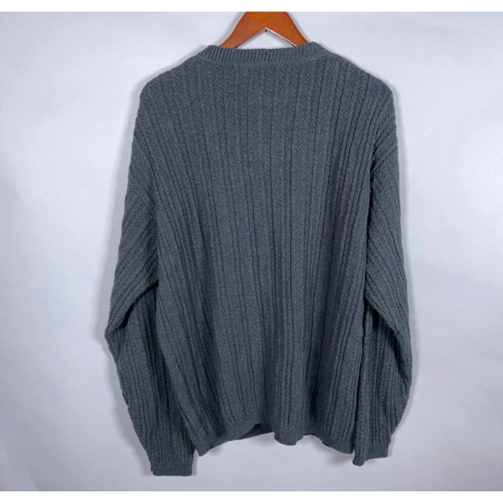 Bill Blass Vintage Bill Blass Men's 2XL Henley Sweater Gray Heavyweight Cotton Blend Chunky Knit Fall Winter Size US XXL / EU 58 / 5 - 2 Thumbnail