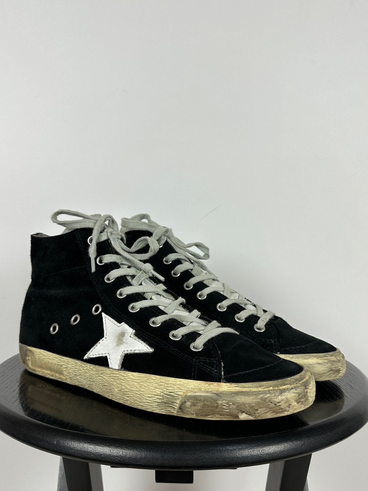 Golden Goose Golden Goose Francy Black Suede High Top Sneakers Size US 7 / EU 40 - 11 Thumbnail