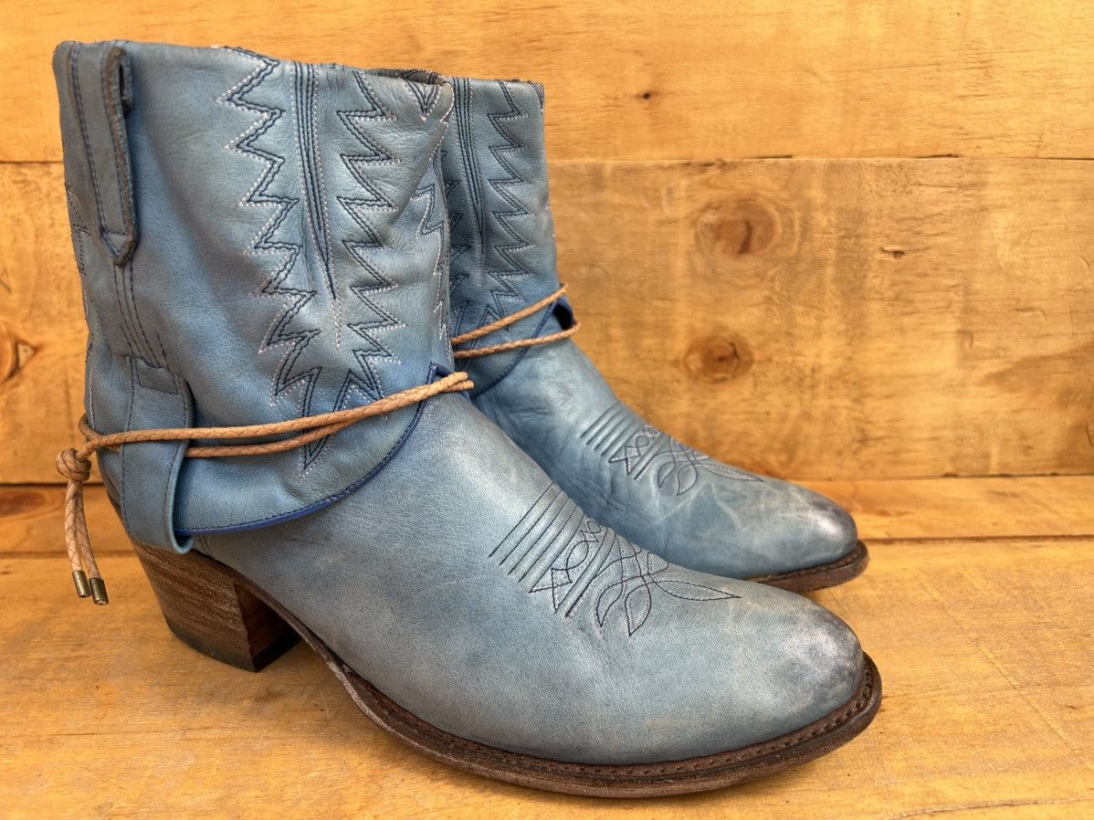 Sendra Sendra Western Biker Blue Leather Boots Size US 11 / IT 41 - 6 Thumbnail