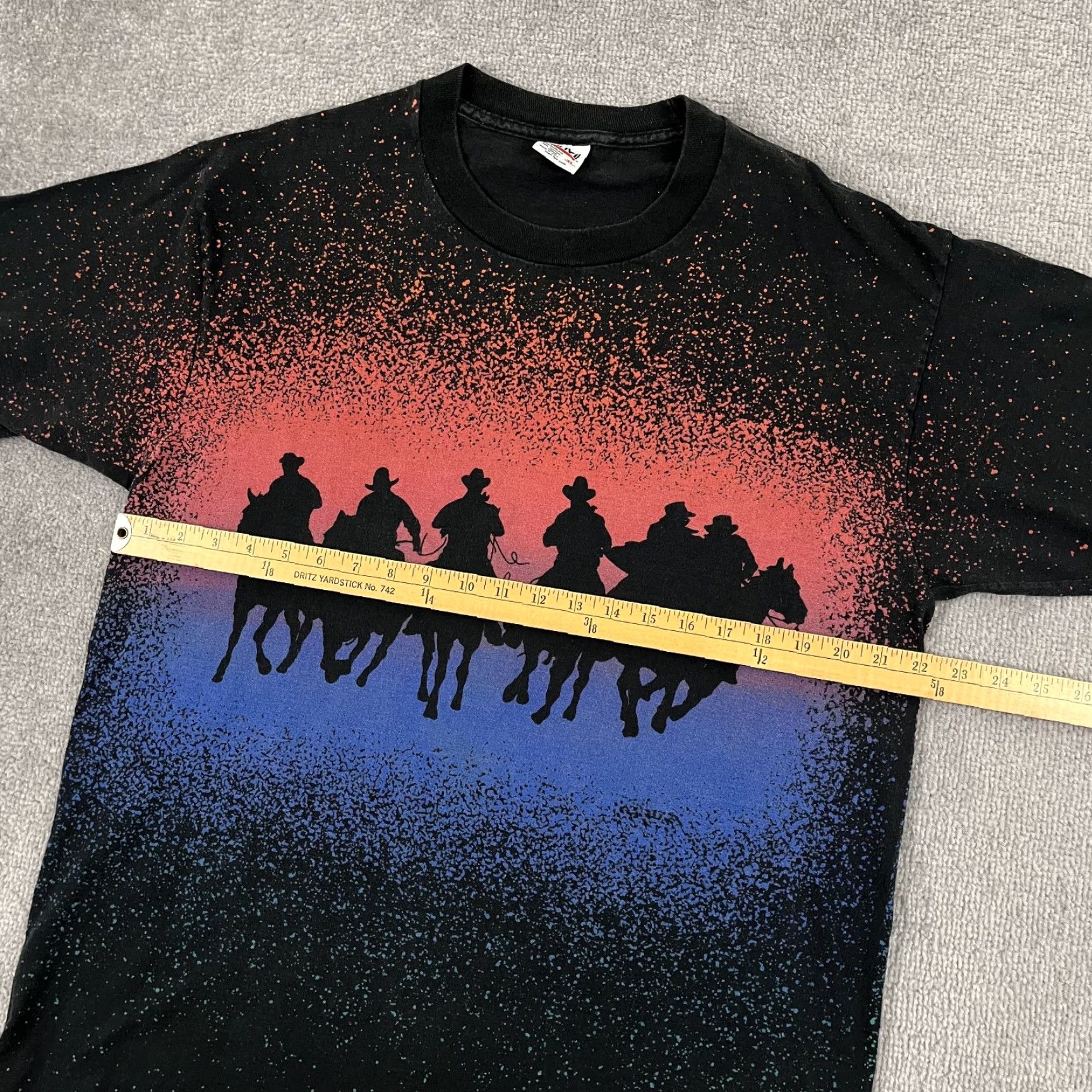Anvil VTG Western Shirt Men XL AOP All Over Cowboy Horses Double Sided Graphic 90s USA Size US XL / EU 56 / 4 - 4 Thumbnail