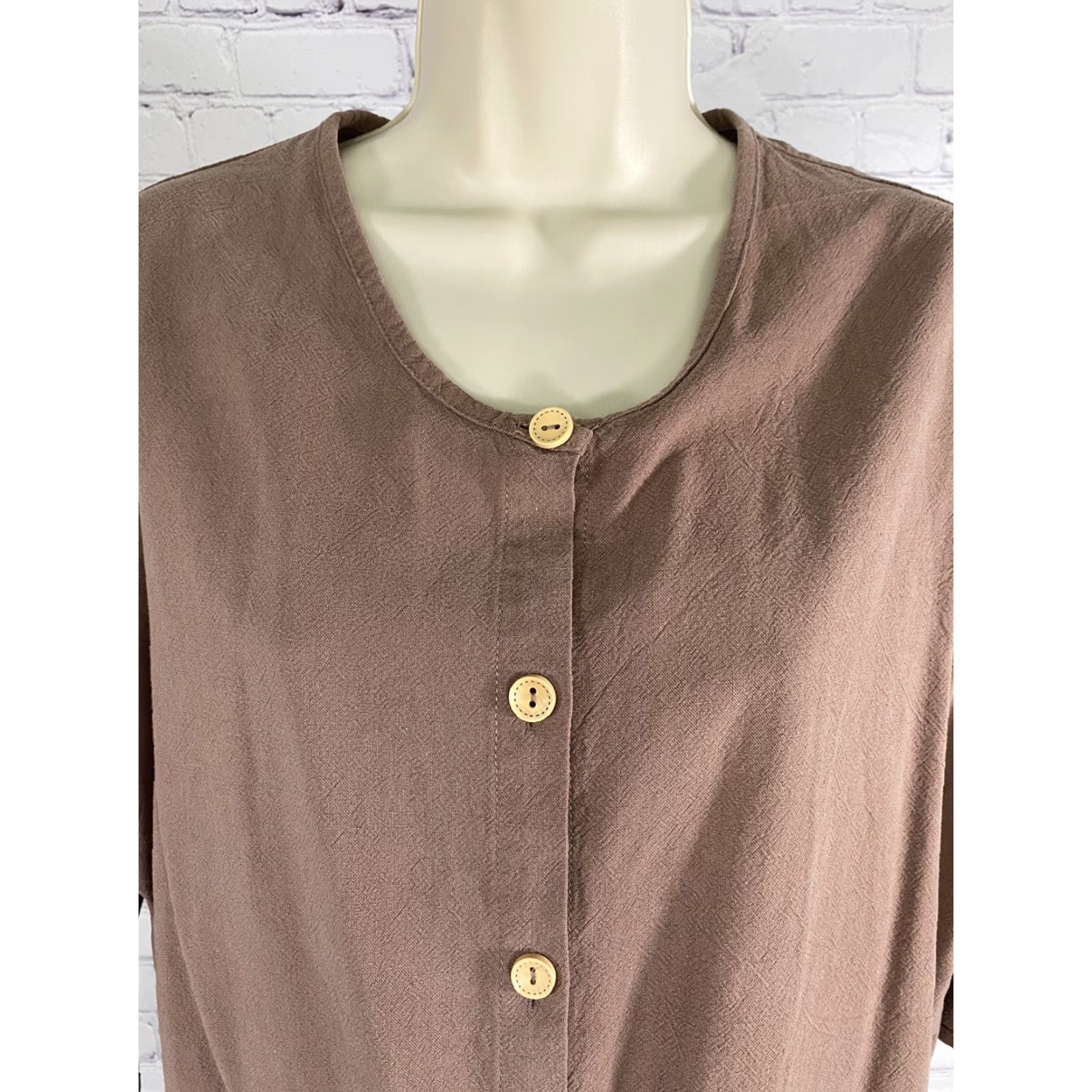 Vintage Ecupper Brown Short Sleeve Button-Up Pockets M Medium Shirt Women Regular Size 32" / US 10 / IT 46 - 5 Thumbnail