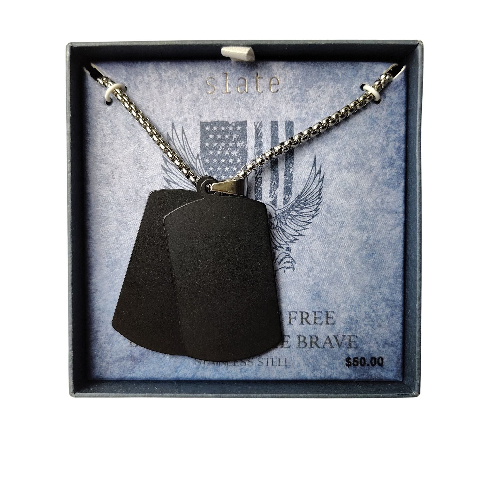 Other Slate Stainless Steel Dog Tag Necklace With Eagle Engraving Size ONE SIZE - 3 Thumbnail