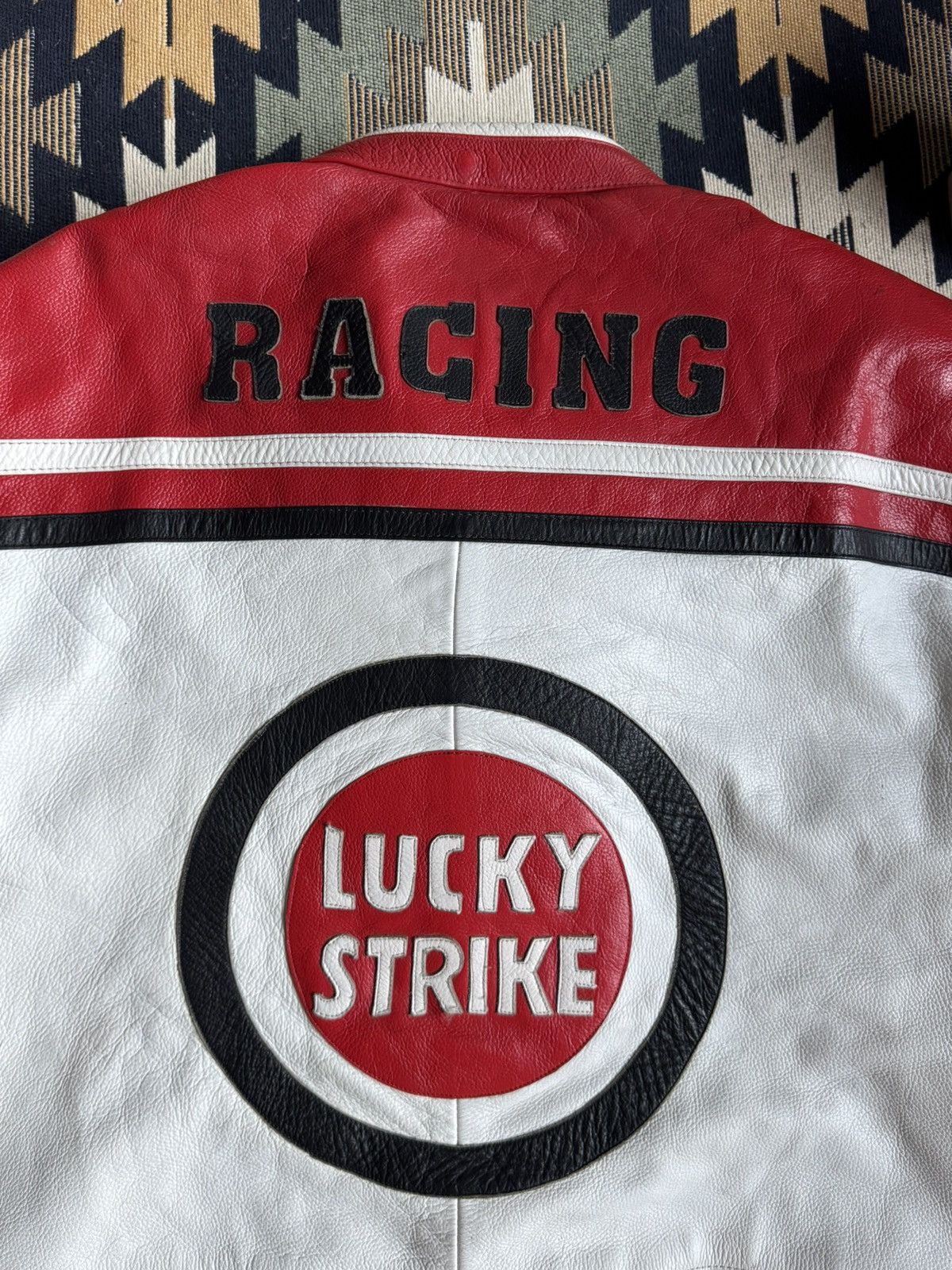 Vintage Vintage 90’s Lucky Strike Big Logo Racing Leather Jacket Size US L / EU 52-54 / 3 - 14 Thumbnail