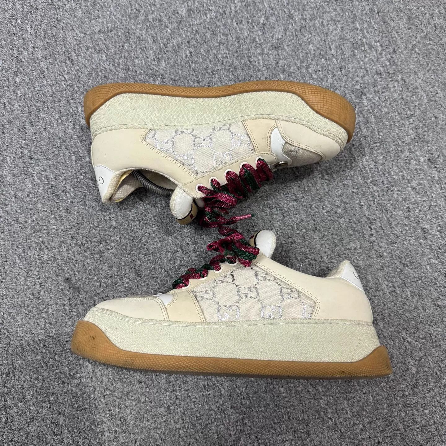Gucci Gucci Screener Cream Dirty Double G Print Thick 38 95N Size US 7.5 / IT 37.5 - 3 Thumbnail