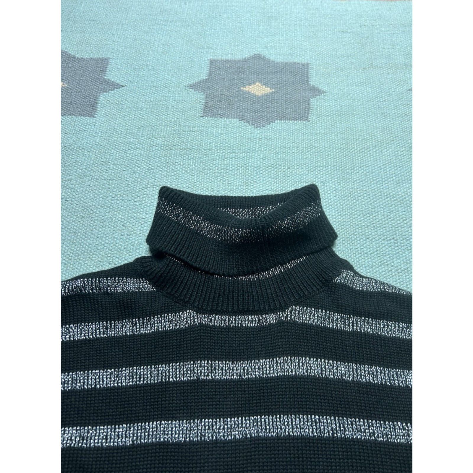 Gap VINTAGE Gap pullover turtleneck sweater cotton knit lurex sparkle black striped Womens L Size L / US 10 / IT 46 - 5 Thumbnail
