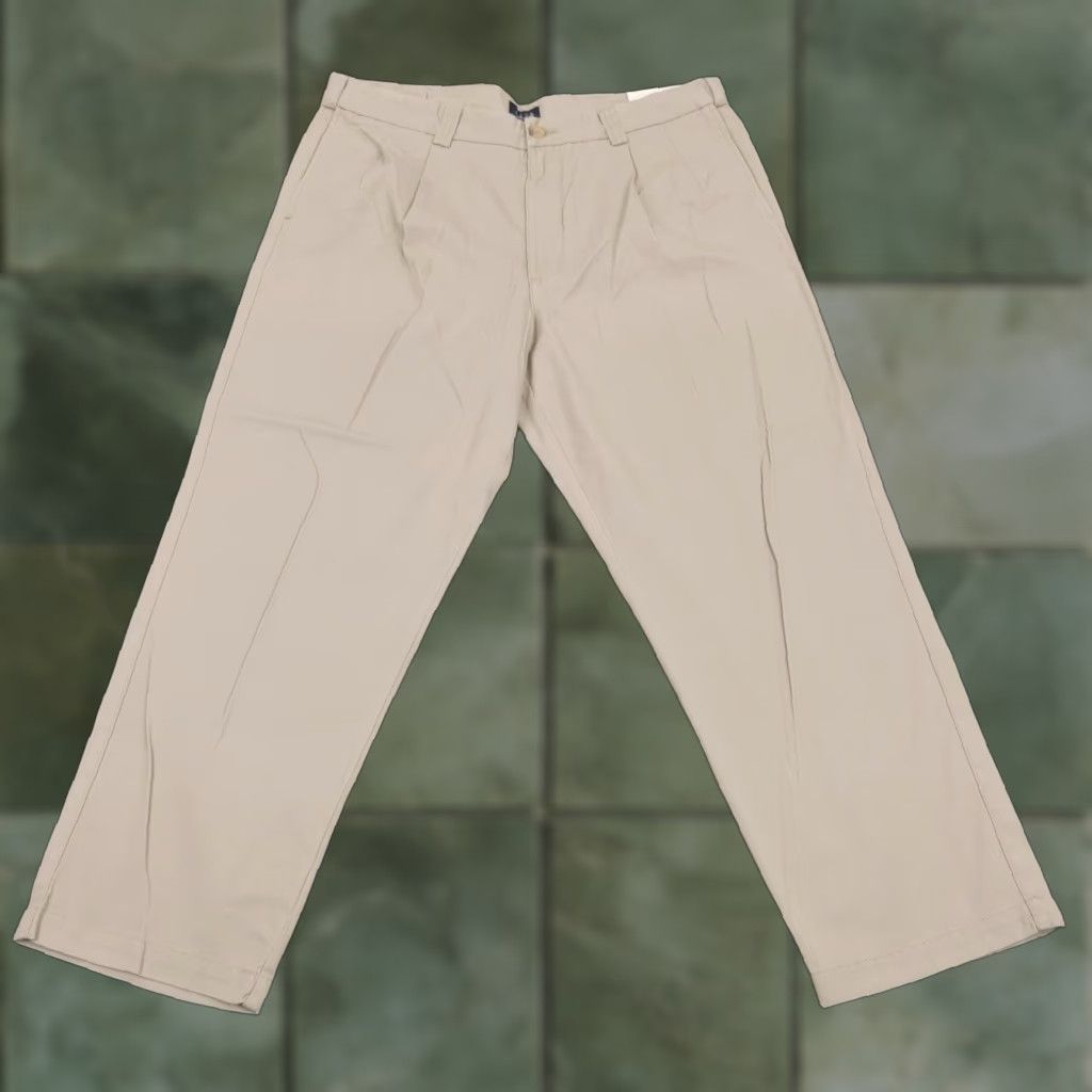 Vintage Harbor Bay Mens Chino Pants 38x28 Beige Pleated Stretch Straight Leg Casual Size US 38 / EU 54 - 1 Thumbnail