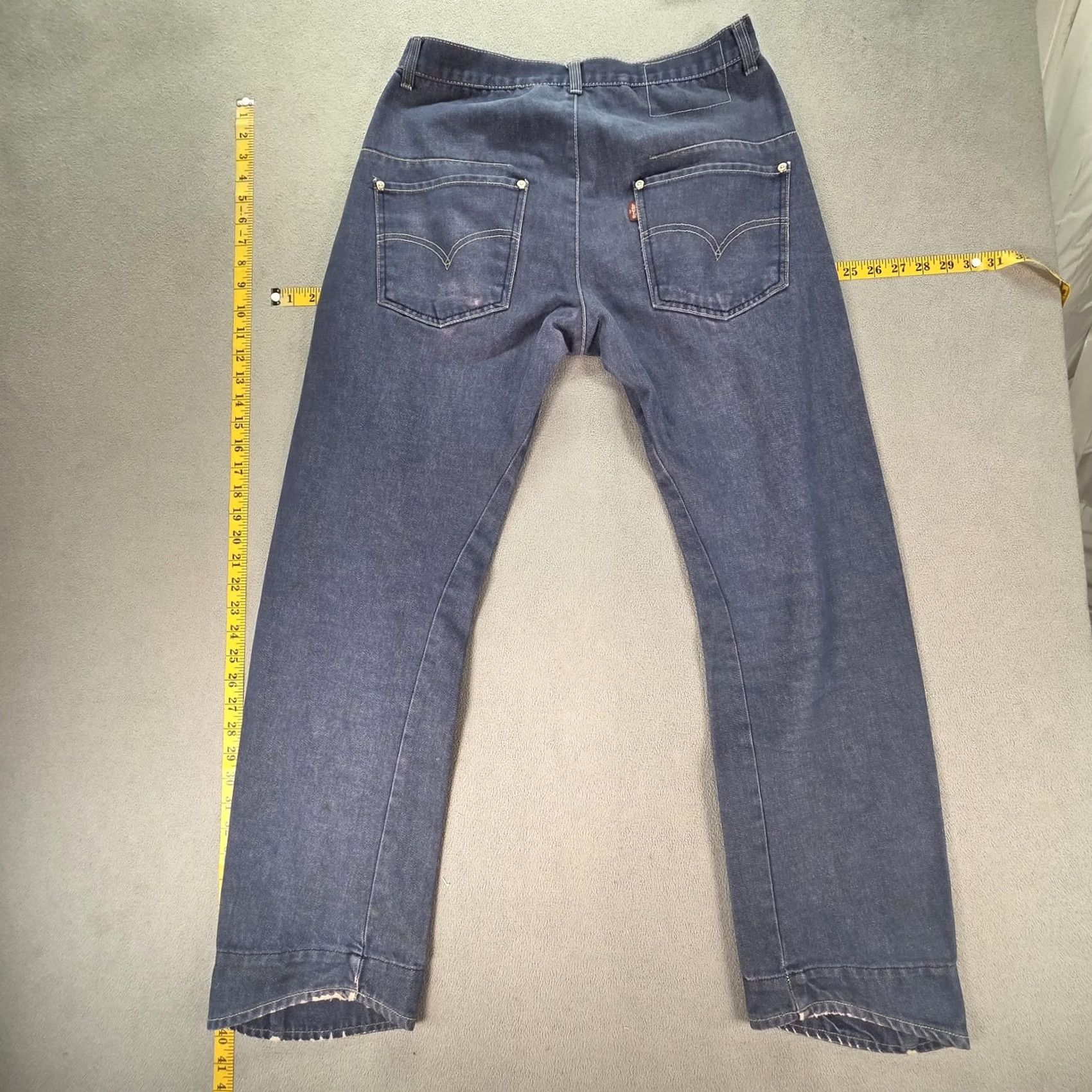 Levi's Levi's Jeans Mens Blue Medium Wash Straight 29x30 Distressed Pockets Button Denim VTG? Size US 29 - 2 Thumbnail