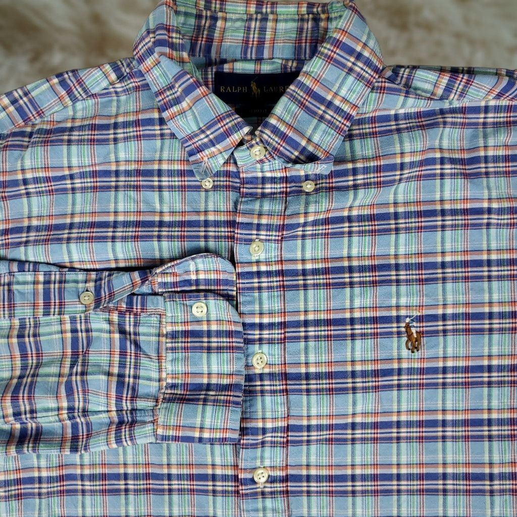 Ralph Lauren Ralph Lauren Shirt Mens Large Blue Plaid Slim Fit Button-Up Long Sleeve Polo Collar Classic American Preppy Size US L / EU 52-54 / 3 - 1 Thumbnail