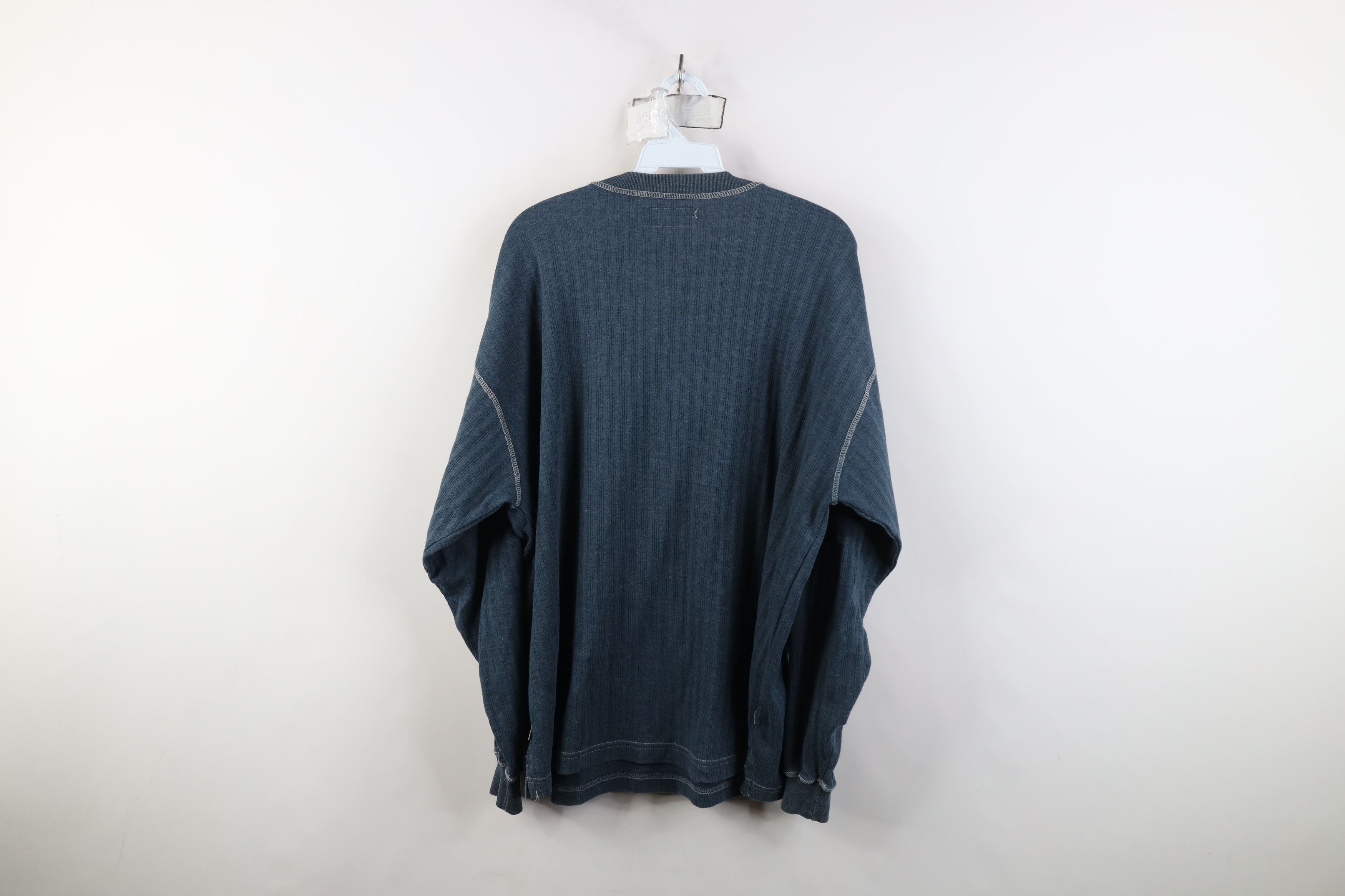 Vintage Vintage 90s Streetwear Blank Ribbed Knit Henley T-Shirt Size US L / EU 52-54 / 3 - 12 Thumbnail