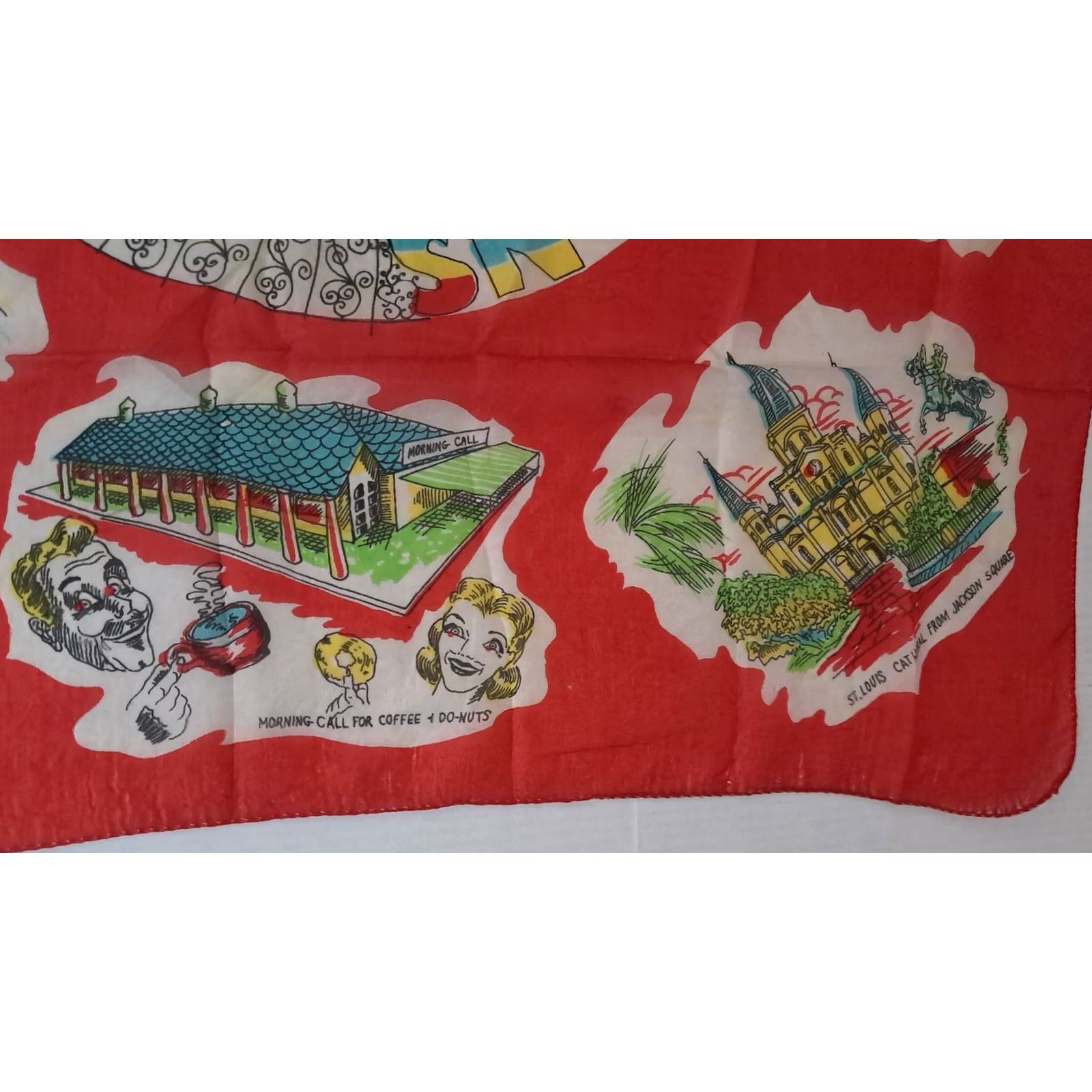 Vintage VINTAGE Pure Silk Scarf Wrap 32x32 New Orleans Mardi Gras-The Crescent City 1940s Boho Unisex Adult Mens Womens Size ONE SIZE - 7 Thumbnail