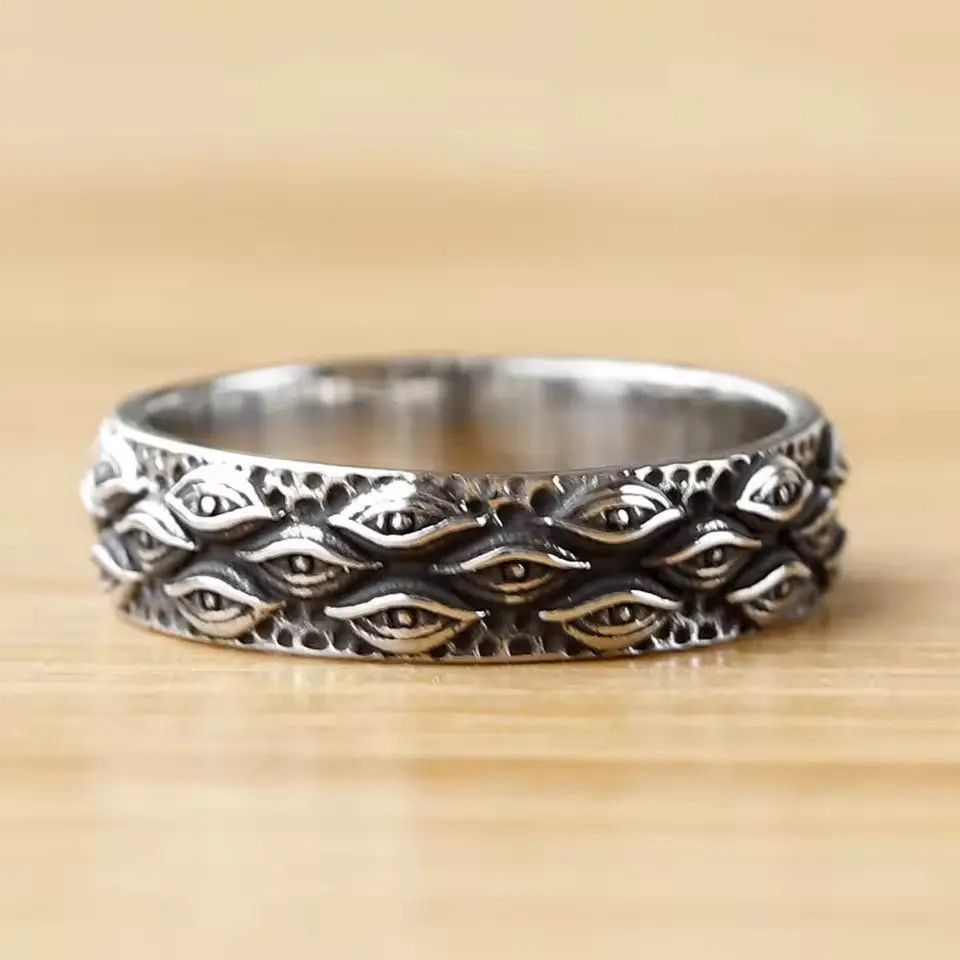 Jewelry "All-Seeing Eyes" Gothic Band Ring (Sizes 7-13) Size ONE SIZE - 1 Thumbnail