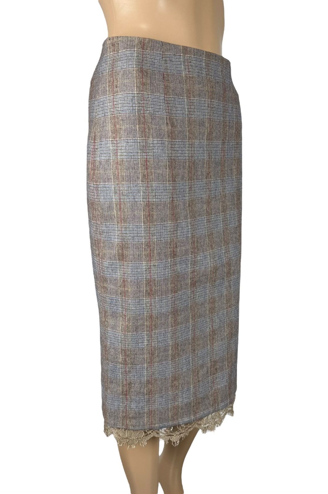 Blumarine Blumarine Plaid Long Skirt Wool with Lace size IT40 Size 27" / US 4 / IT 40 - 4 Thumbnail