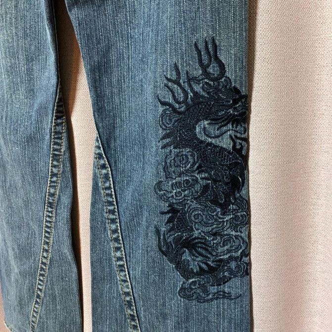 5351 POUR LES HOMMES HOMME Damaged Denim Flare Pants Size US 30 / EU 46 - 3 Thumbnail