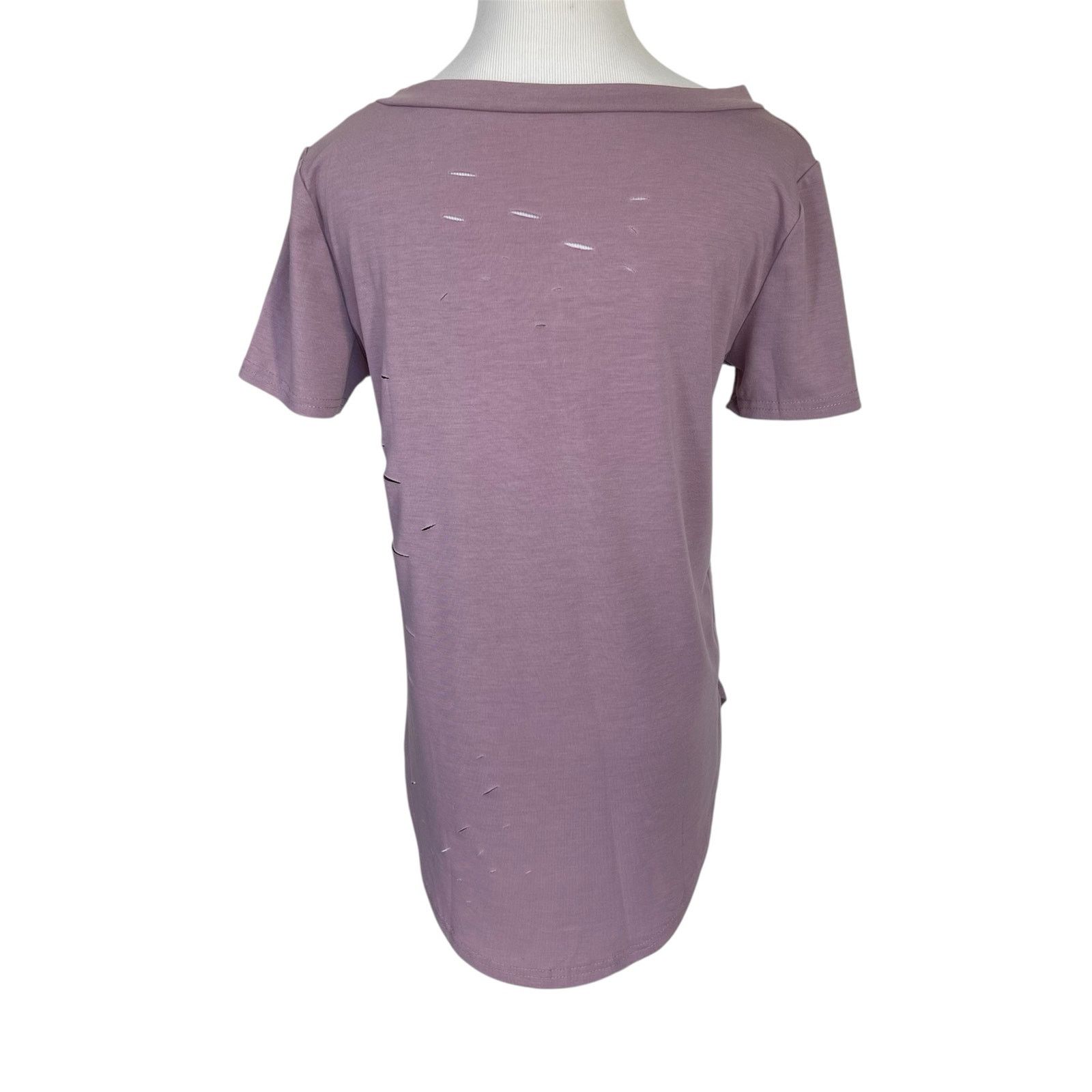Other NWT Purple Short Sleeve V-Neck Criss Cross Slashed Tee Shirt Size M / US 6-8 / IT 42-44 - 4 Thumbnail