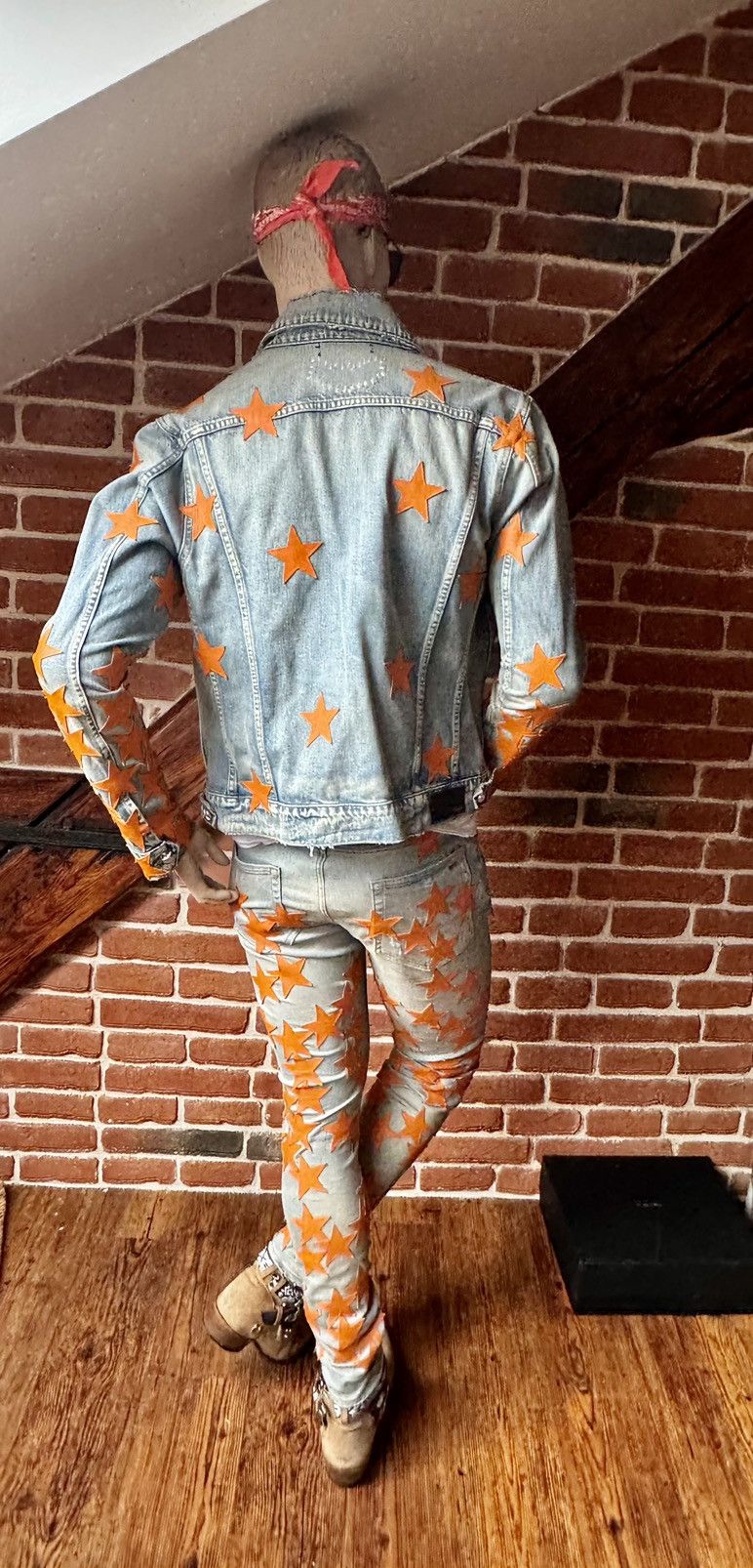 Amiri Amiri Orange Stars denim jacket Size US L / EU 52-54 / 3 - 9 Thumbnail