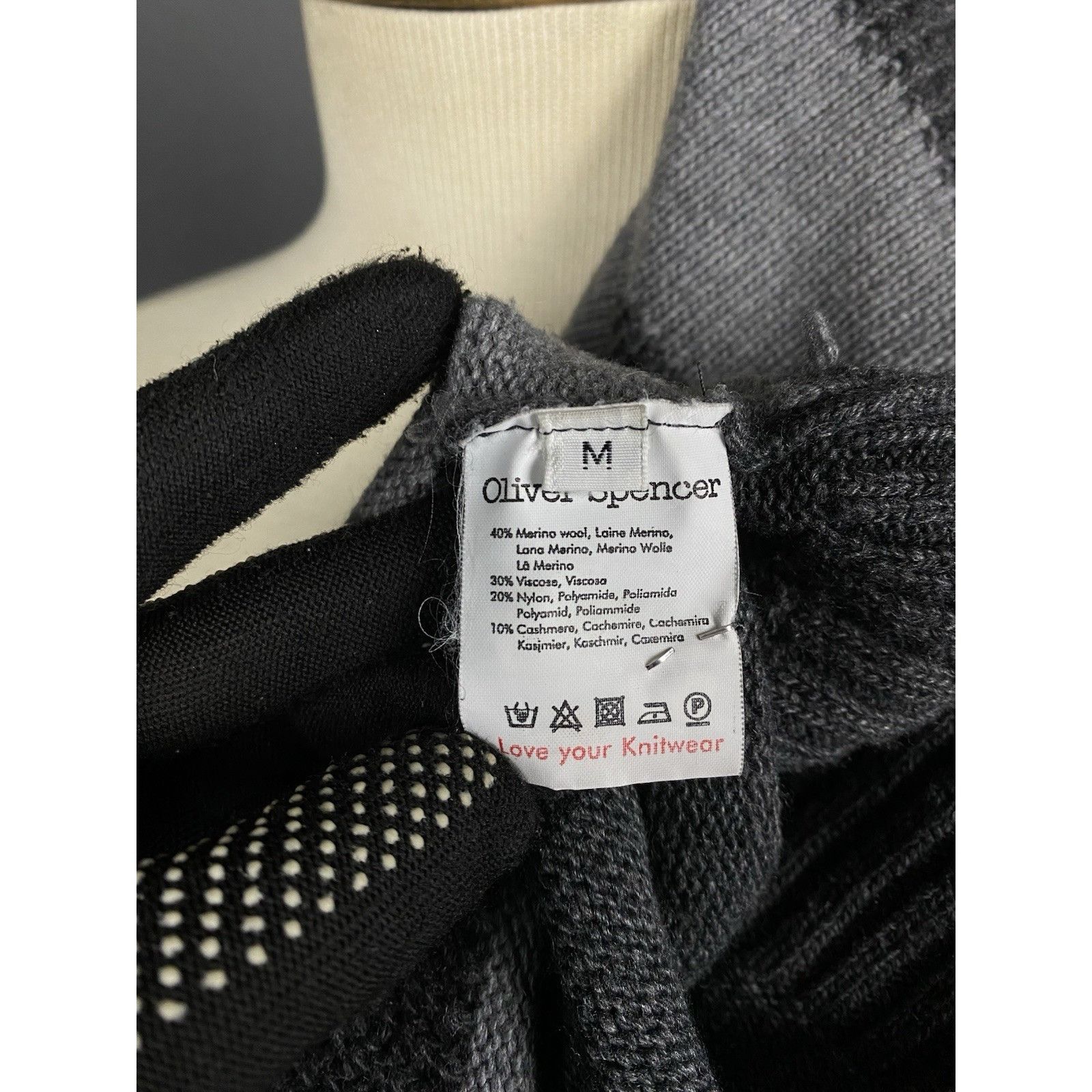 Oliver Spencer Oliver Spencer Men's Gray Wool Cashmere Striped Crewneck Swe Size US M / EU 48-50 / 2 - 9 Thumbnail