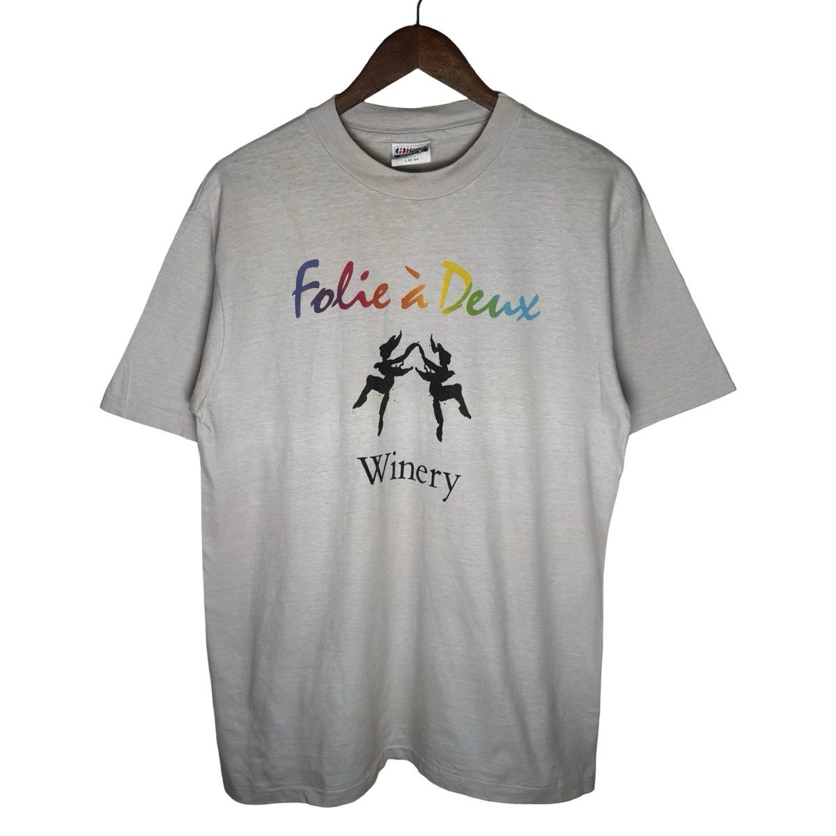 Vintage Vintage 90s Folie à Deux Winery Graphic T Shirt Stained L Size US L / EU 52-54 / 3 - 1 Thumbnail
