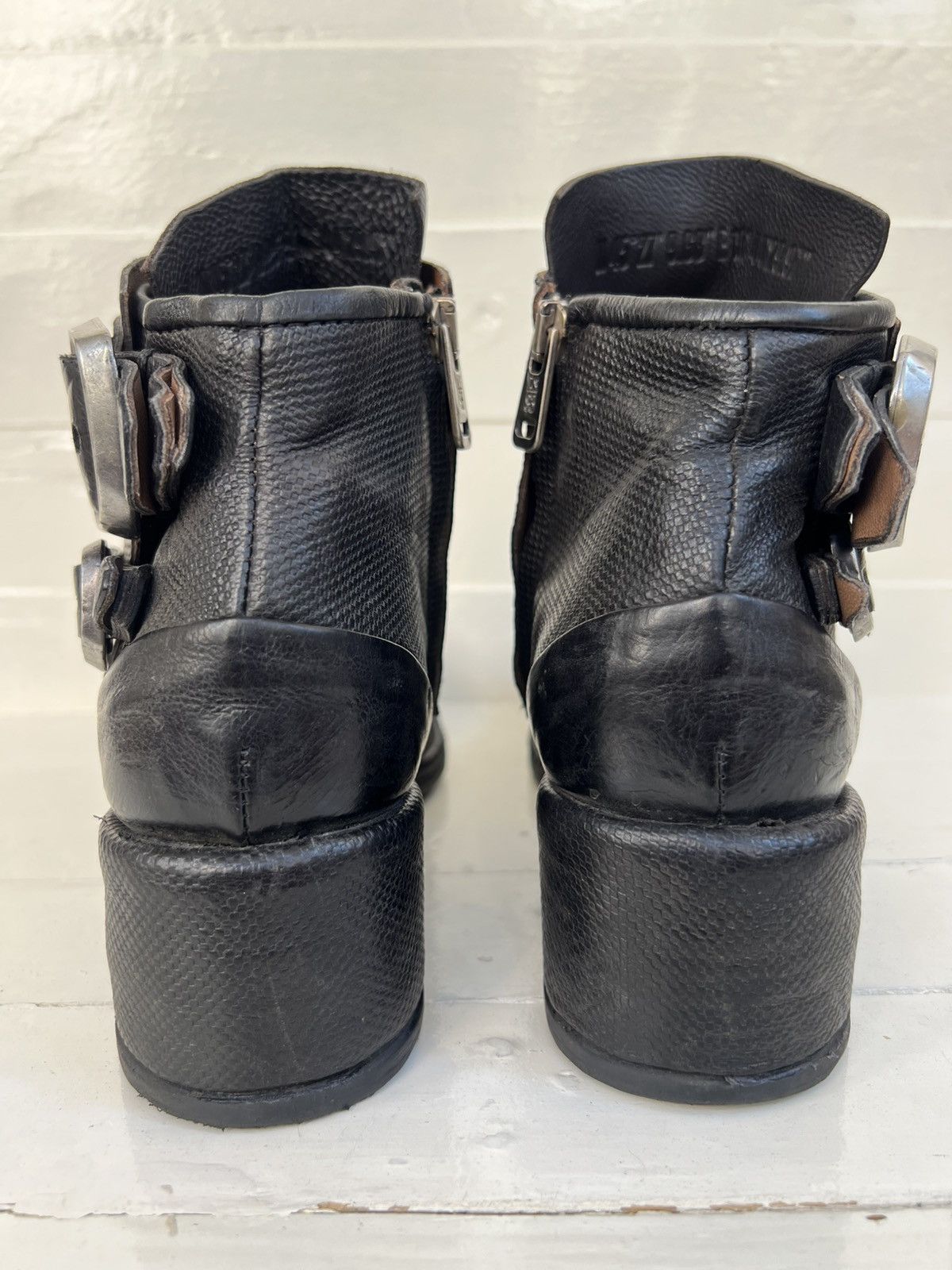 A.S.98 Airstep AS98 Black Leather Suede Boho Biker Ankle Boots Size US 8 / IT 38 - 8 Thumbnail