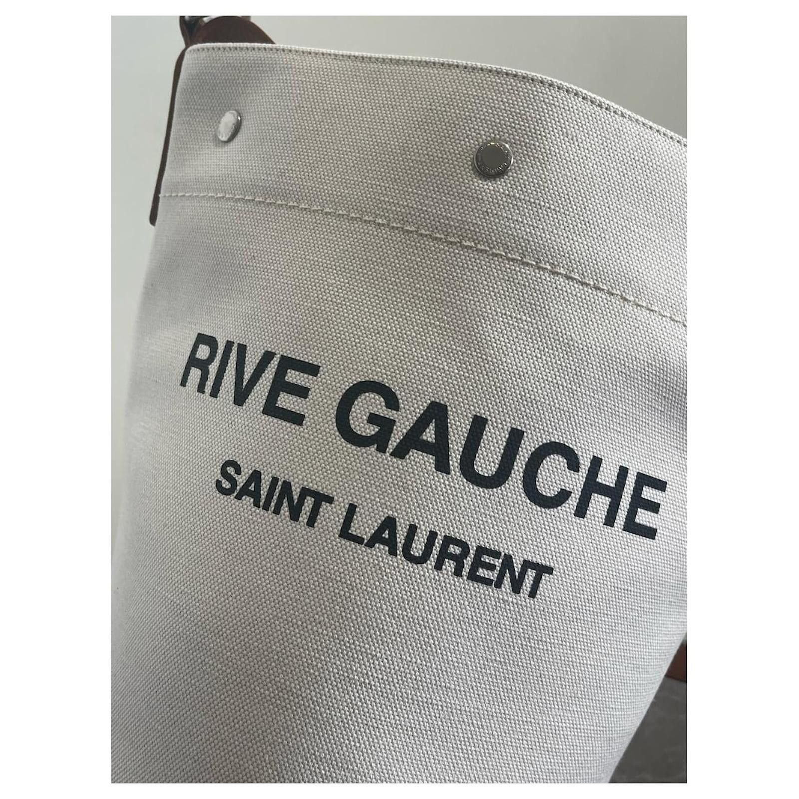 Saint Laurent Paris o1b1hav110924 Size: OS / Rive Gauche Bucket Bag Linen White Size ONE SIZE - 7 Thumbnail