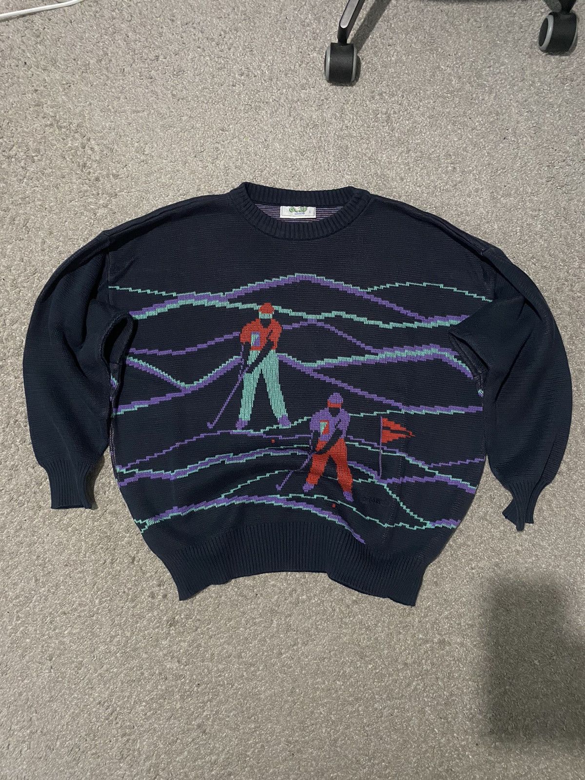 Adidas × Vintage Adidas Golf L Vintage Jumper Sweater 80s All over Print y2k Size US L / EU 52-54 / 3 - 15 Thumbnail