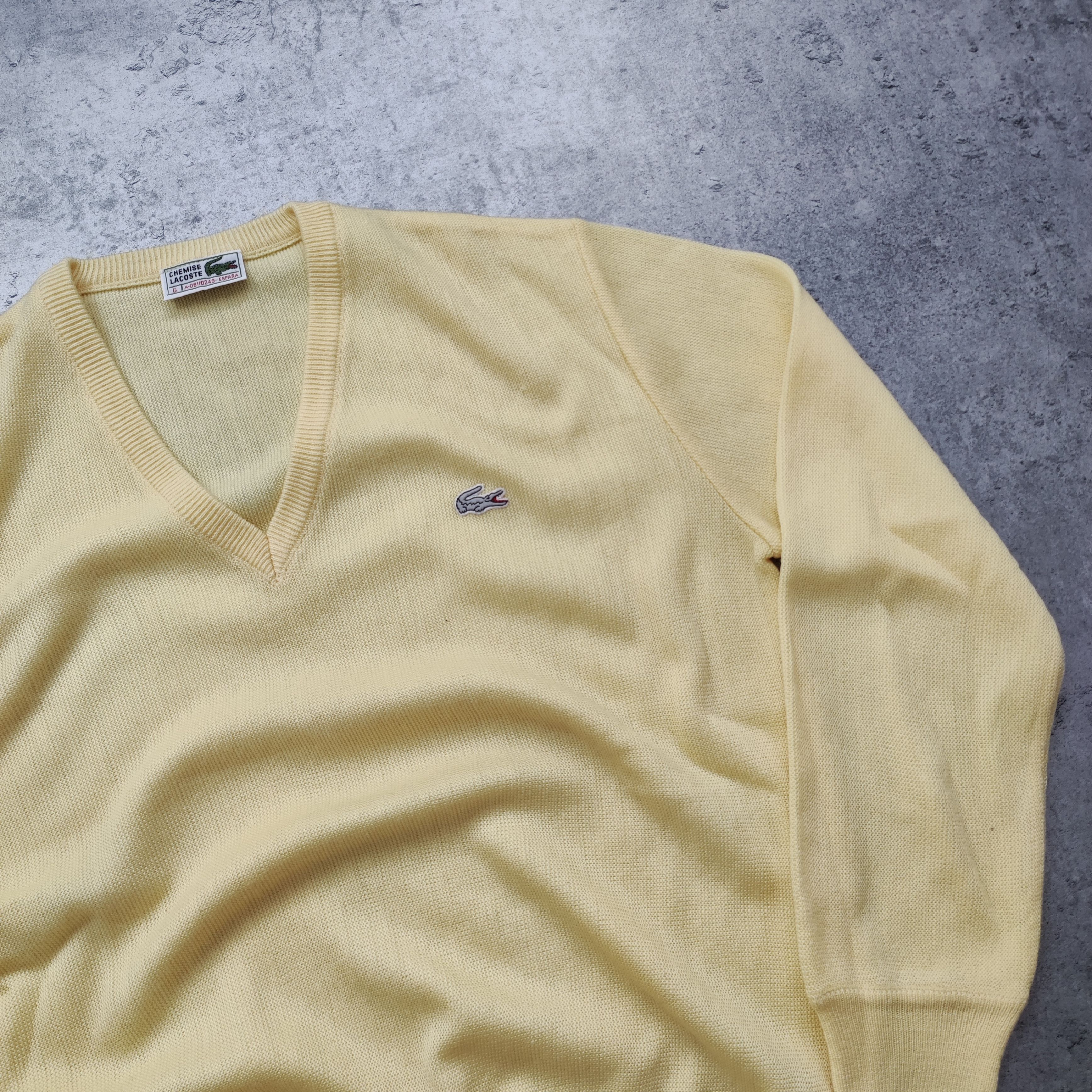Lacoste × Vintage RARE 90s Lacoste France Yellow Logo Avant Garde Cardigan Size US M / EU 48-50 / 2 - 3 Thumbnail