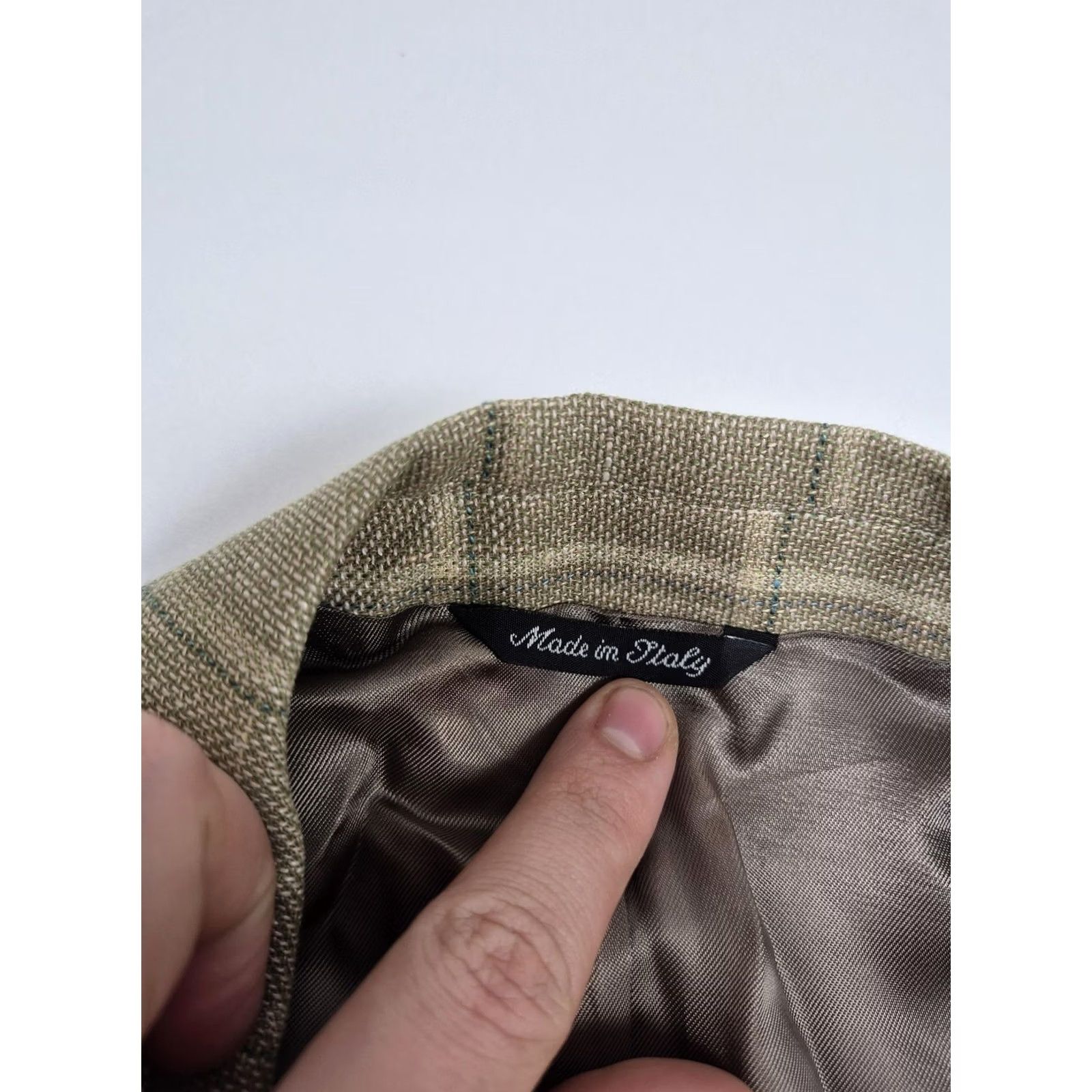 Vintage VINTAGE Roberto Zanieri Blazer Mens 42L Beige Cotton Wool Linen Italy Sport Coat Jacket Size 42R - 6 Thumbnail