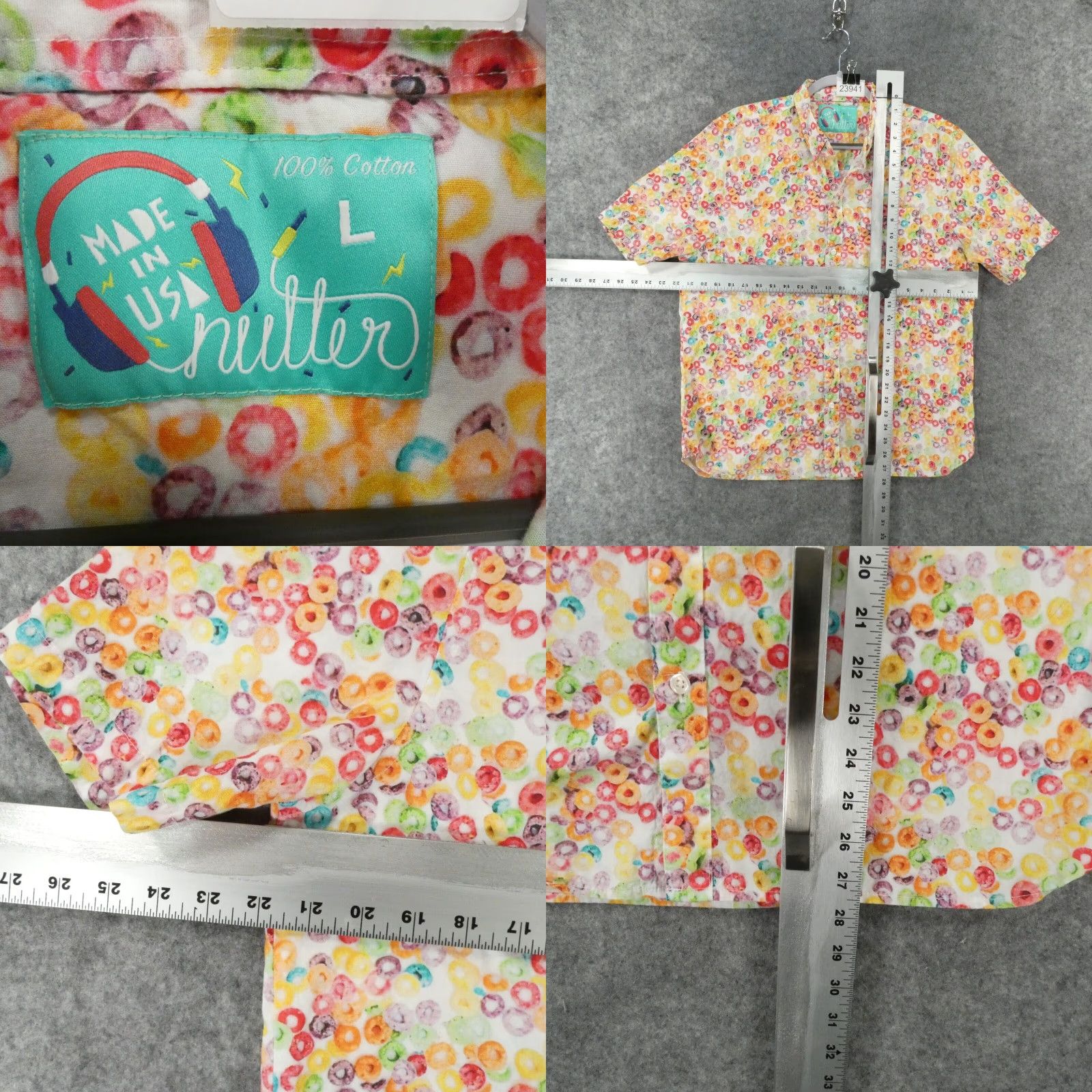 Chubbies Chubbies The Nutter Shirt Mens Large Short Sleeve Button Up Fruit Loop Multicolor Cotton Button-Down Pockets Mens Size US L / EU 52-54 / 3 - 8 Thumbnail