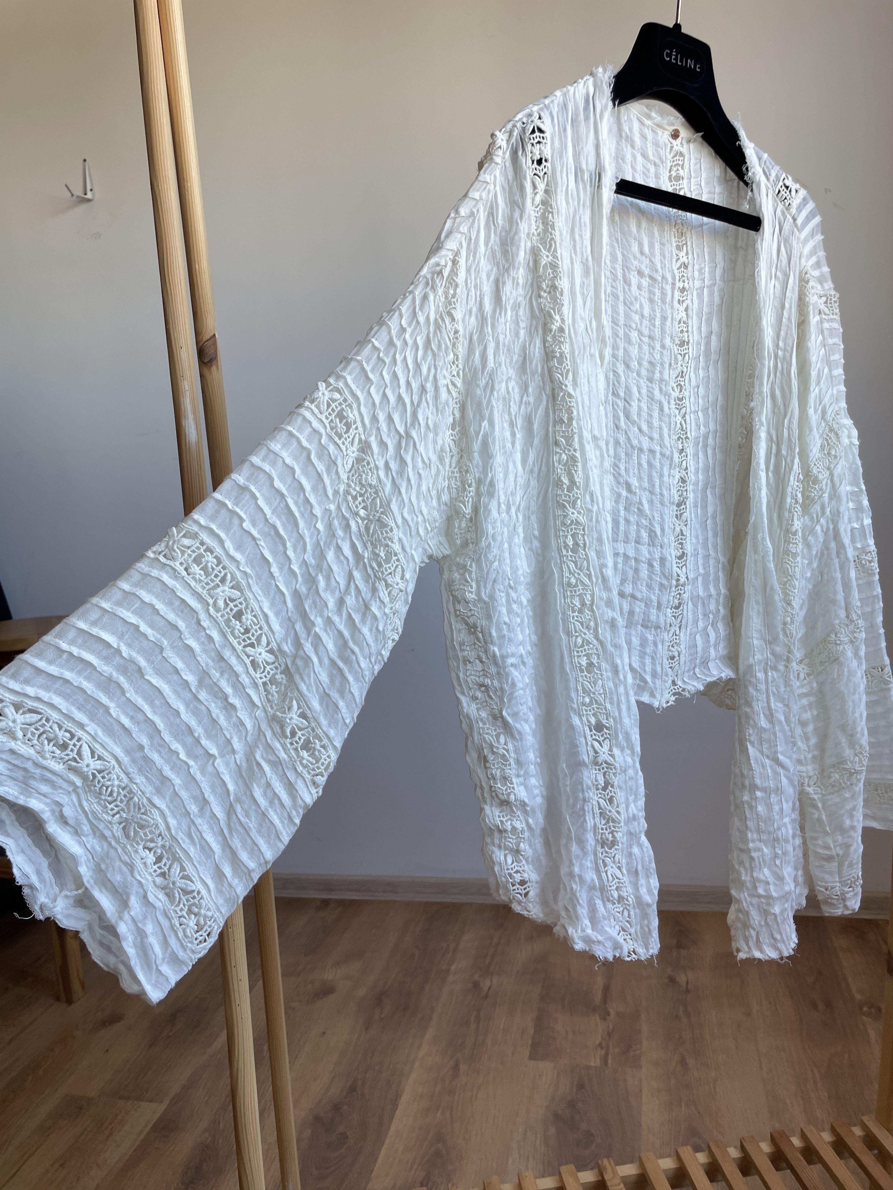 Free People Free People Willow Kimono Crochet Cardigan Size M/L Size M / US 6-8 / IT 42-44 - 4 Thumbnail